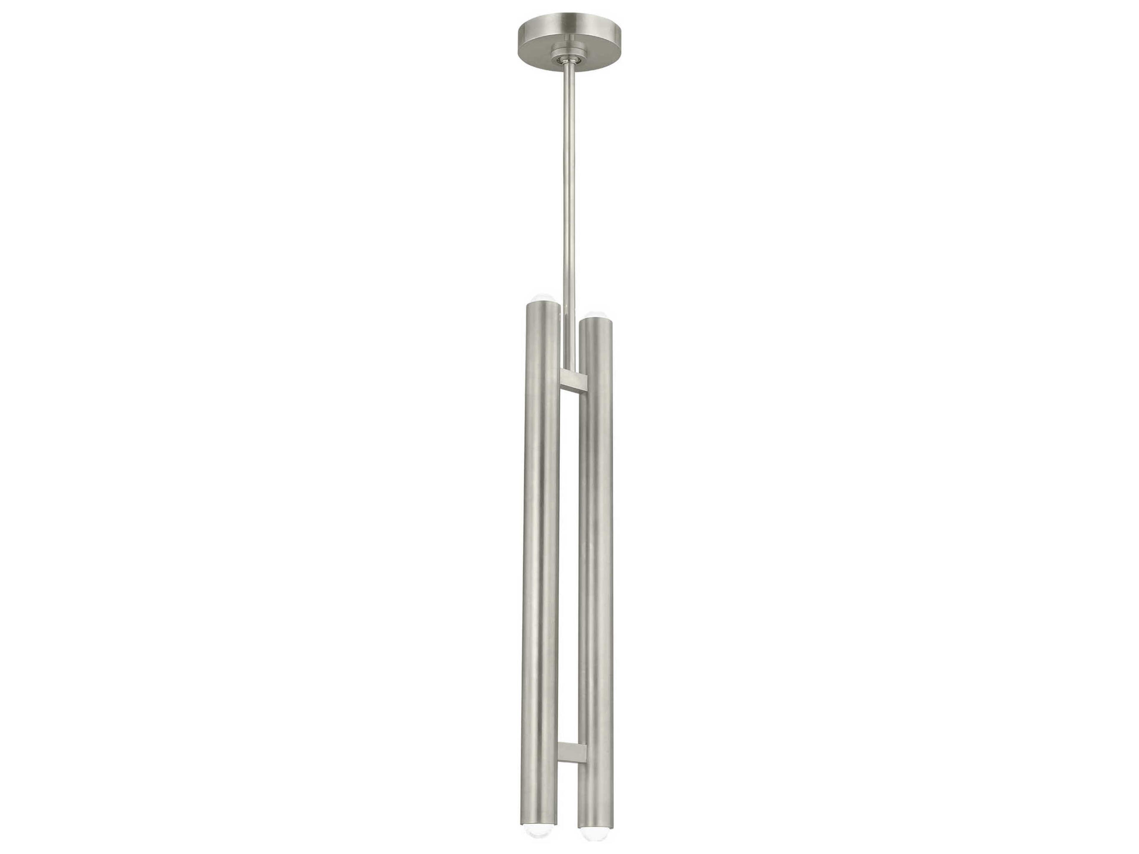 Visual Comfort Modern Ebell 2-Light Antique Nickel Cylinder Mini Pendant