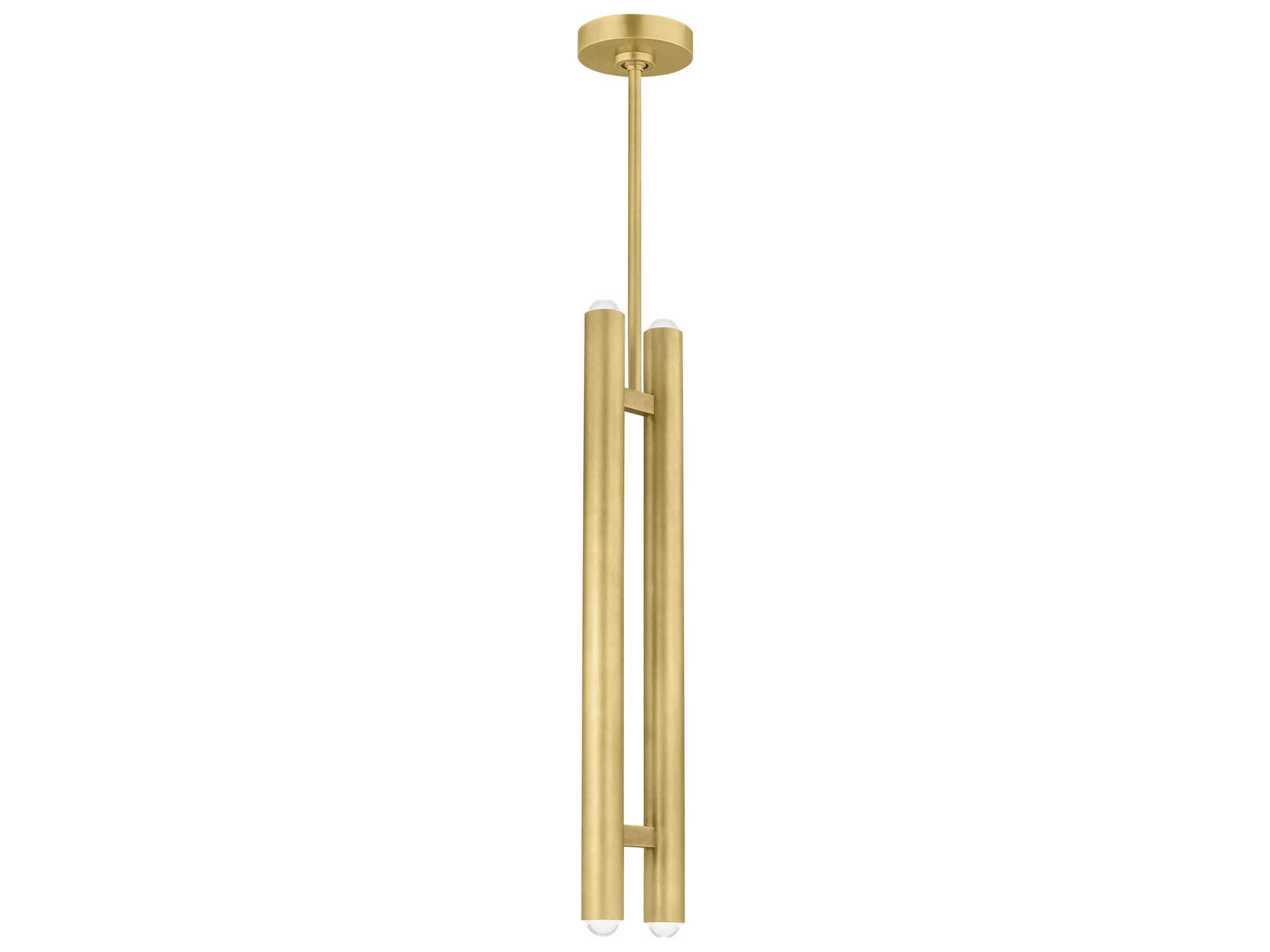 Visual Comfort Modern Ebell 2-Light Natural Brass Cylinder Mini Pendant