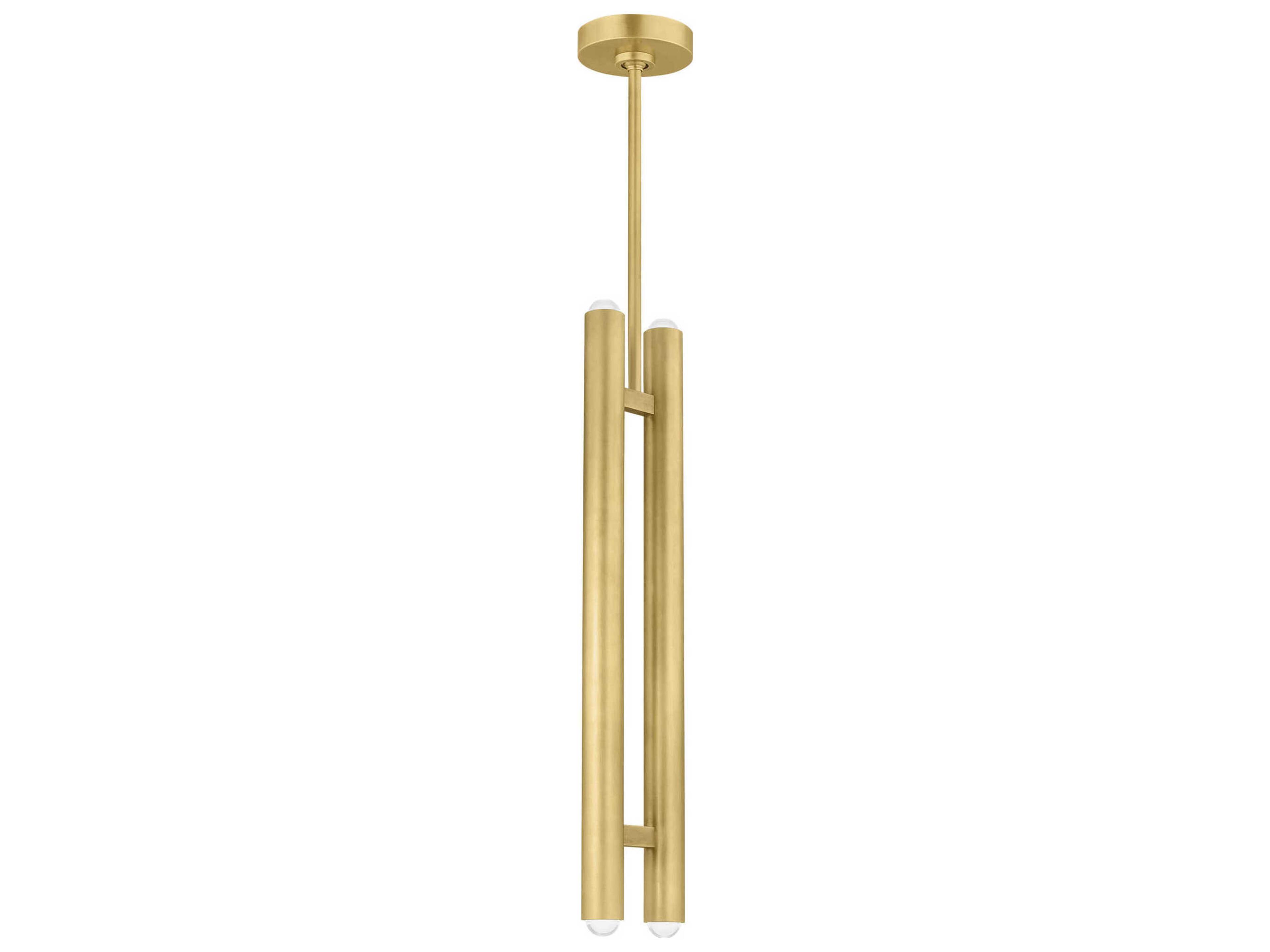 Visual Comfort Modern Ebell 2-Light Natural Brass Cylinder Mini Pendant
