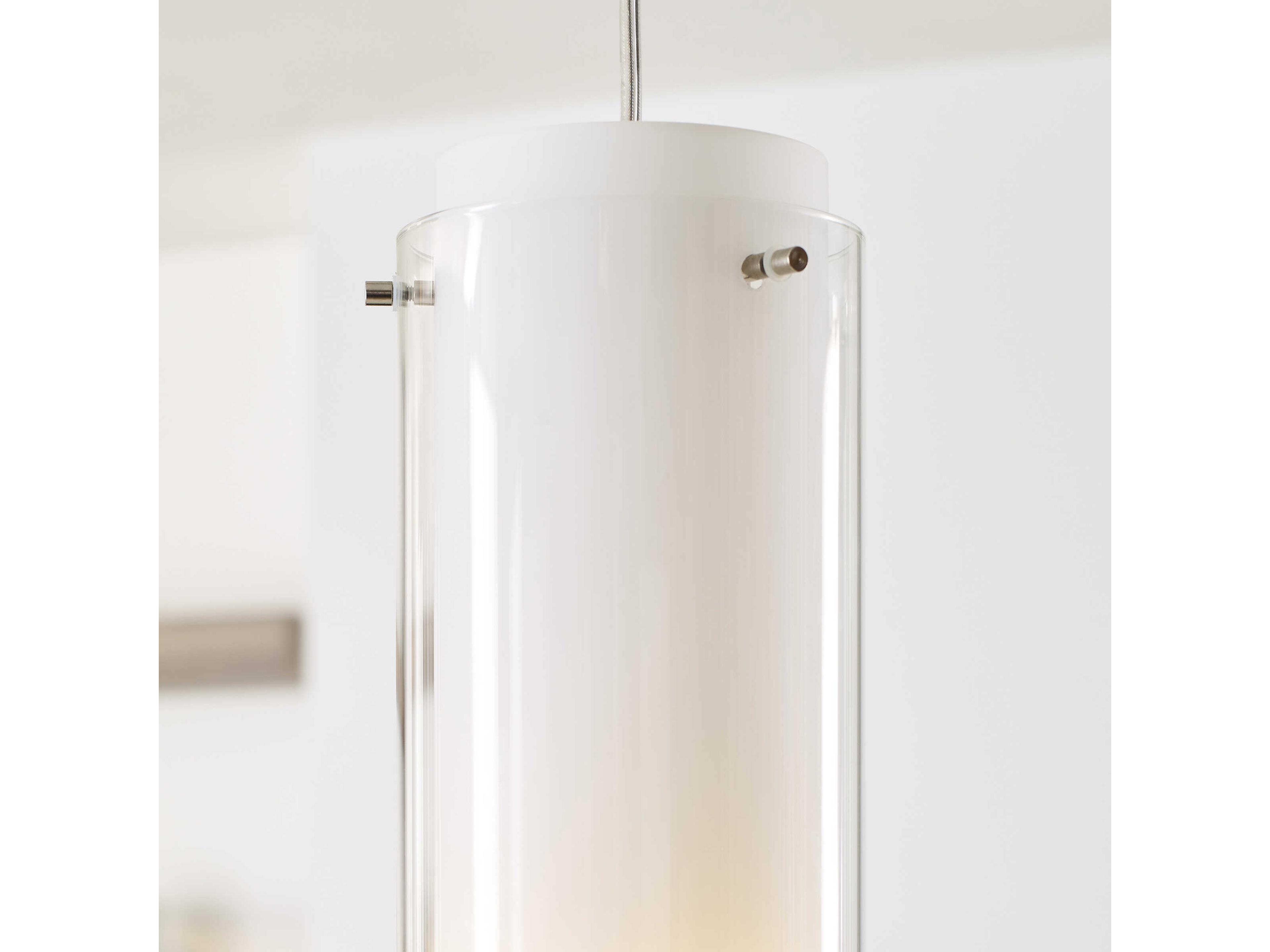 Visual Comfort Modern Echo 1-Light Satin Nickel White Cylinder Mini Pendant