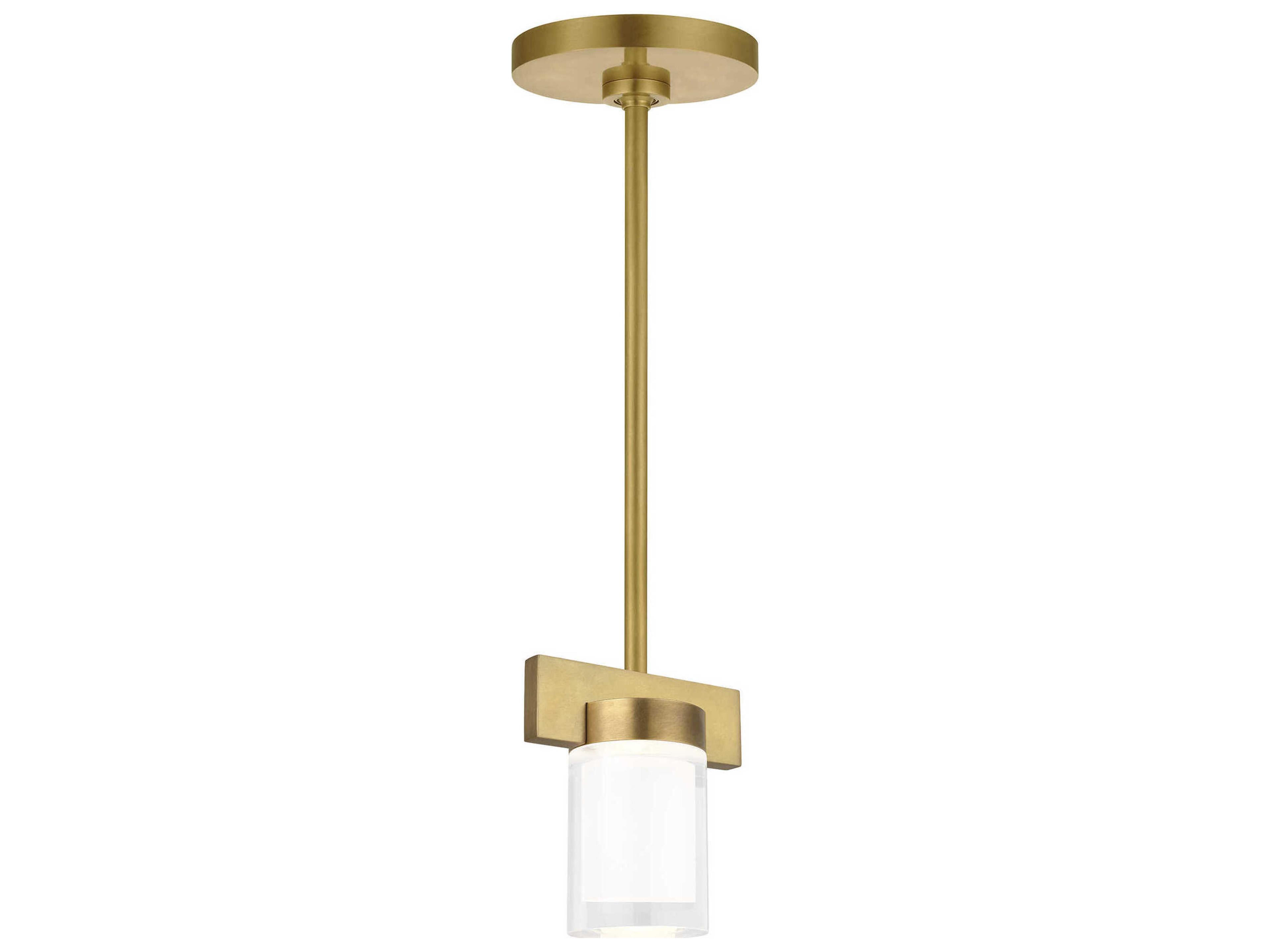 Visual Comfort Modern Esfera 1-Light Natural Brass Cylinder Mini Pendant