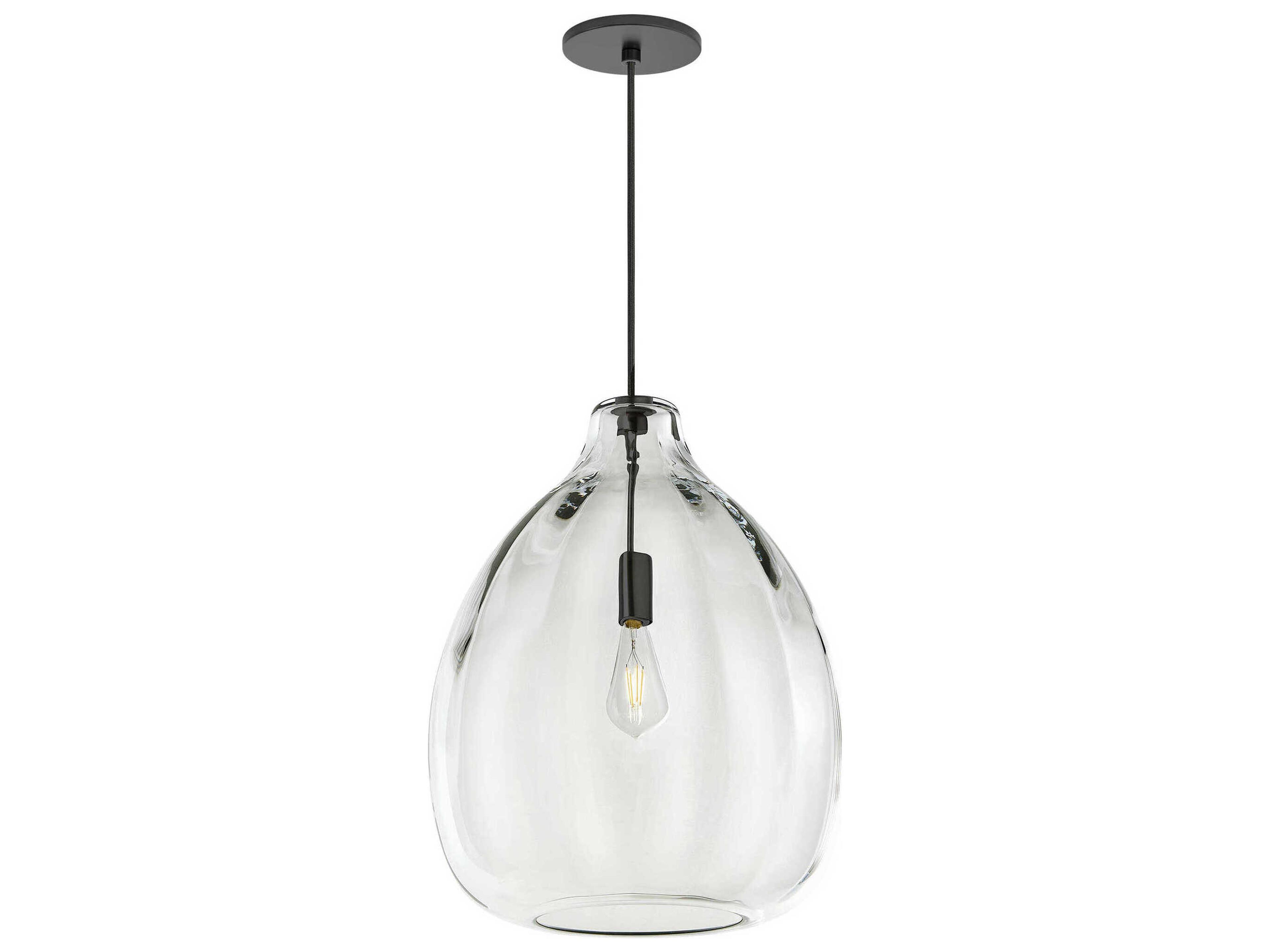 Visual Comfort Modern Harper 1-Light Black Clear Pendant