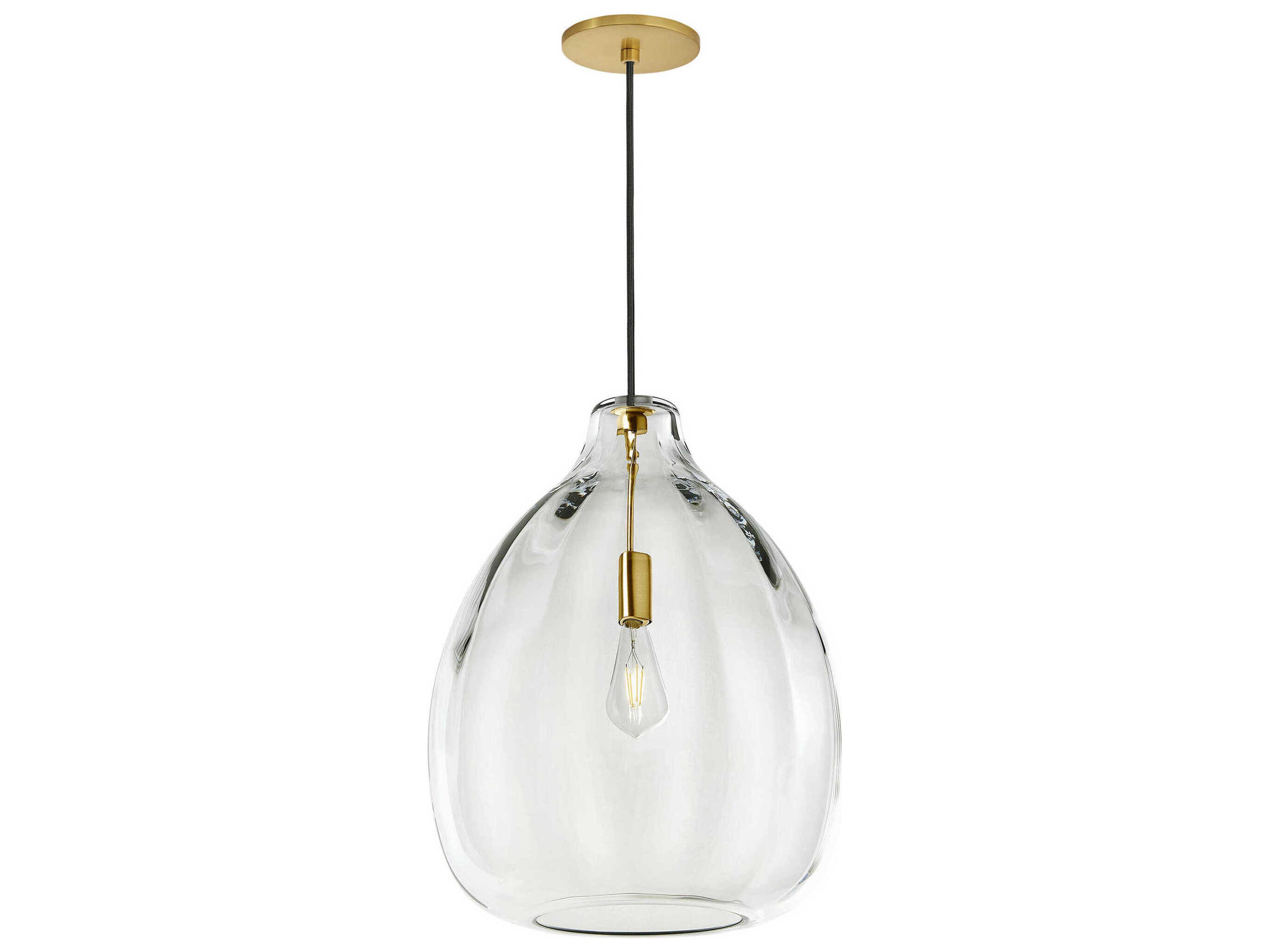 Visual Comfort Modern Harper 1-Light Natural Brass Clear Pendant