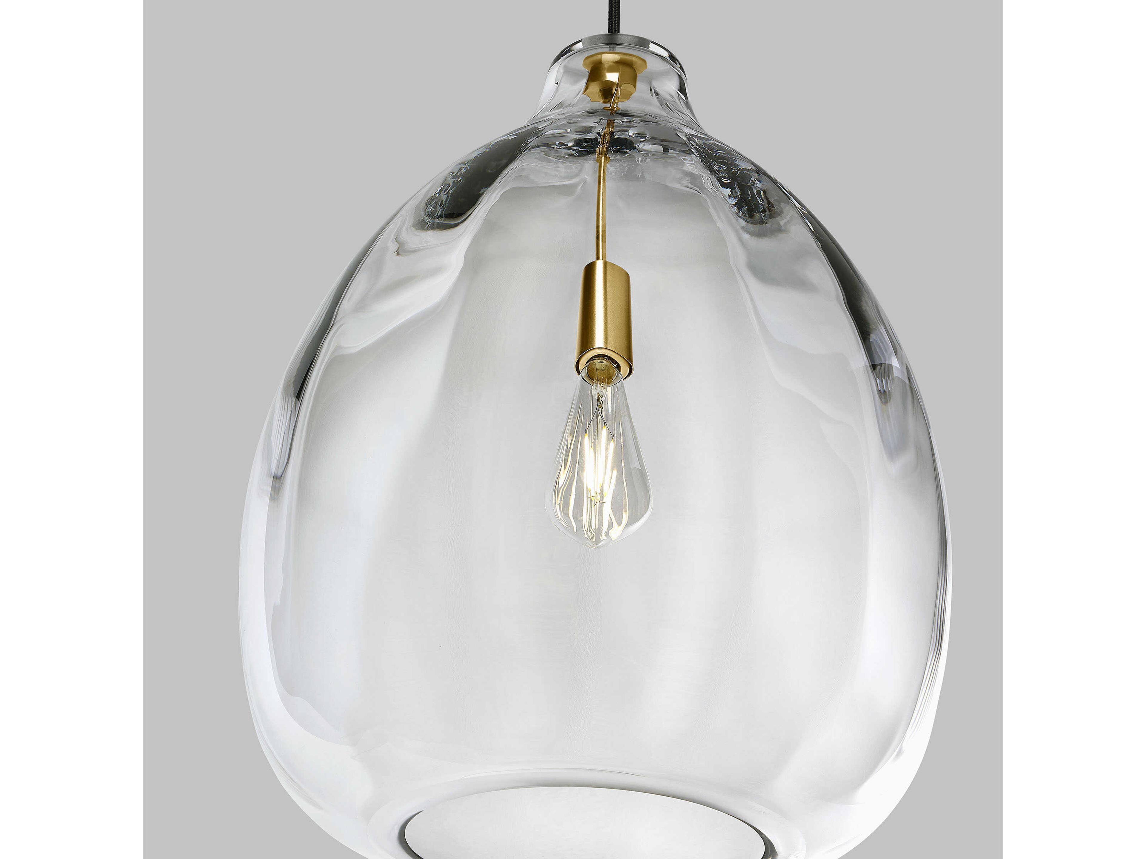 Visual Comfort Modern Harper 1-Light Natural Brass Clear Pendant