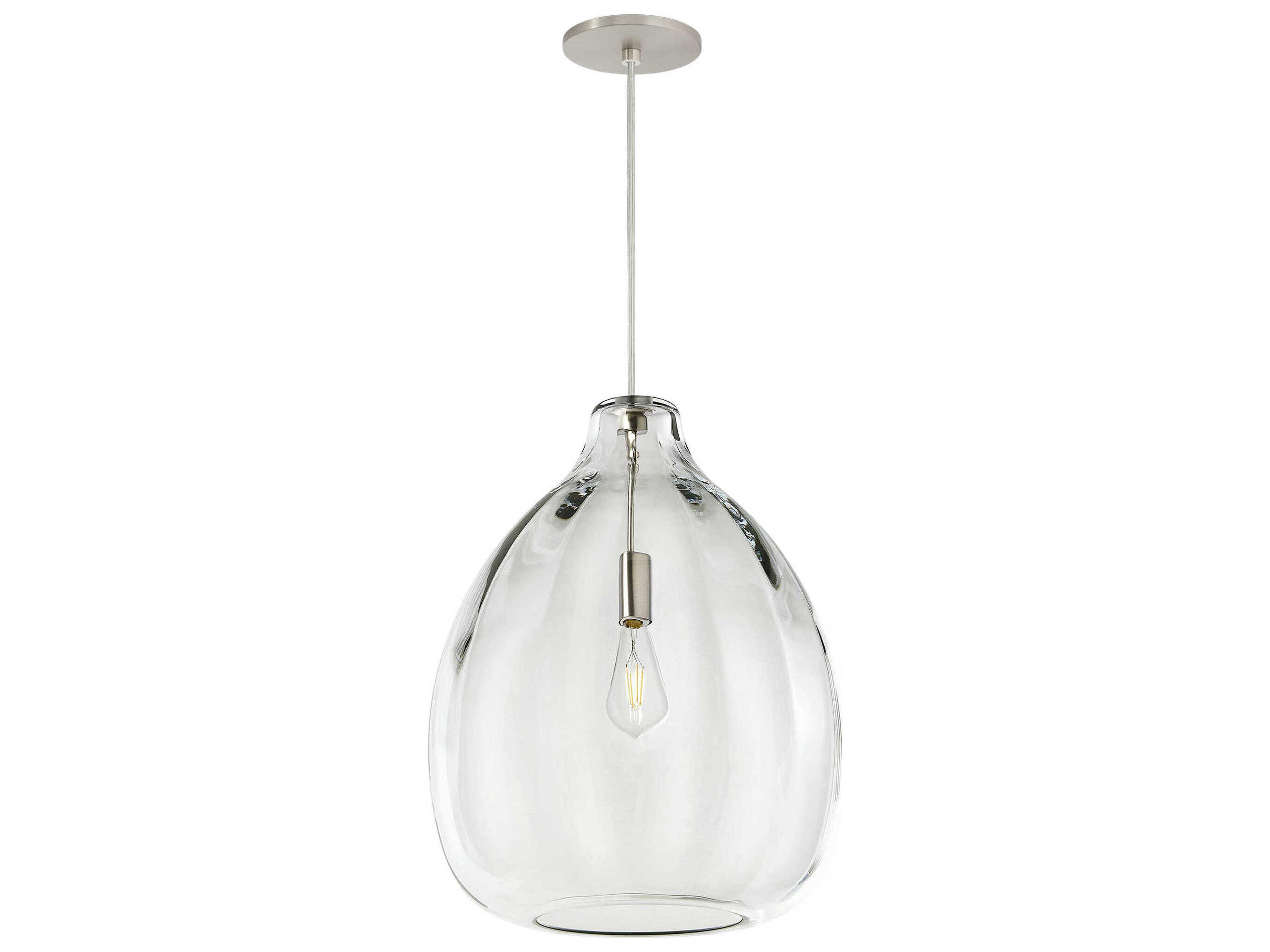Visual Comfort Modern Harper 1-Light Satin Nickel Clear Pendant