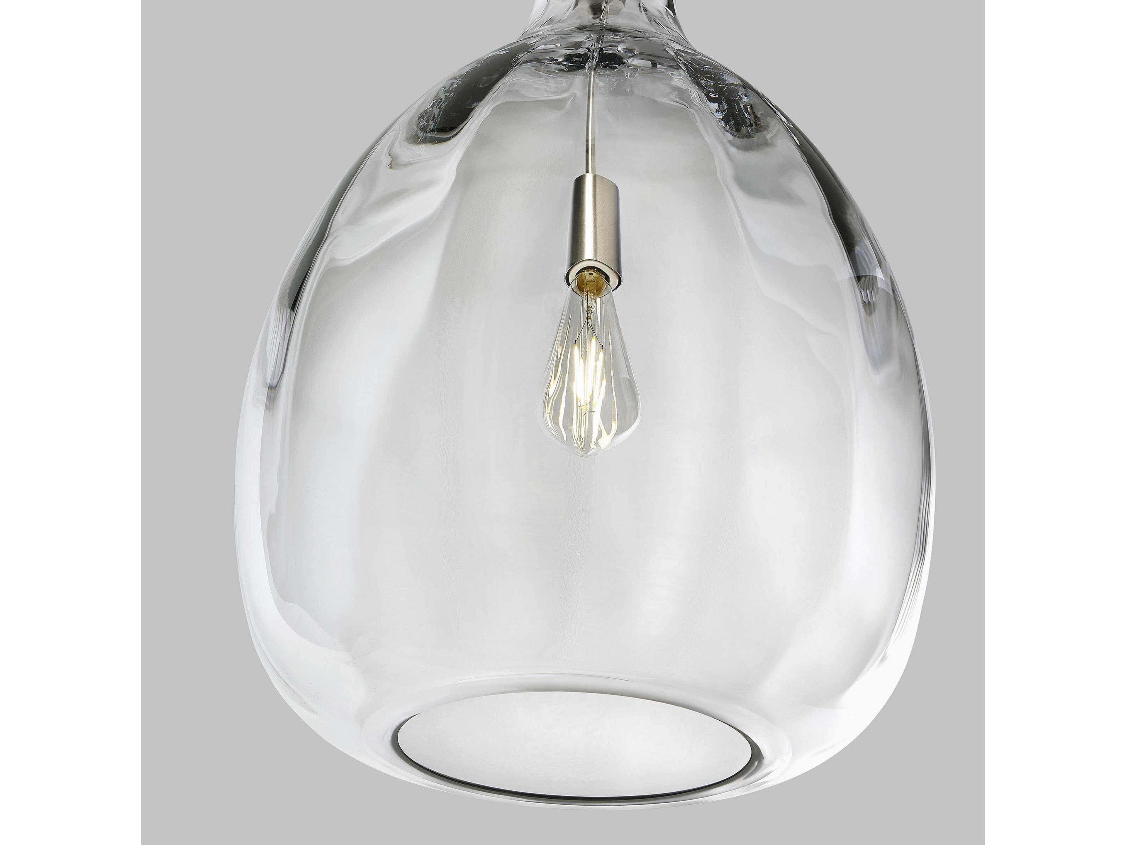 Visual Comfort Modern Harper 1-Light Satin Nickel Clear Pendant