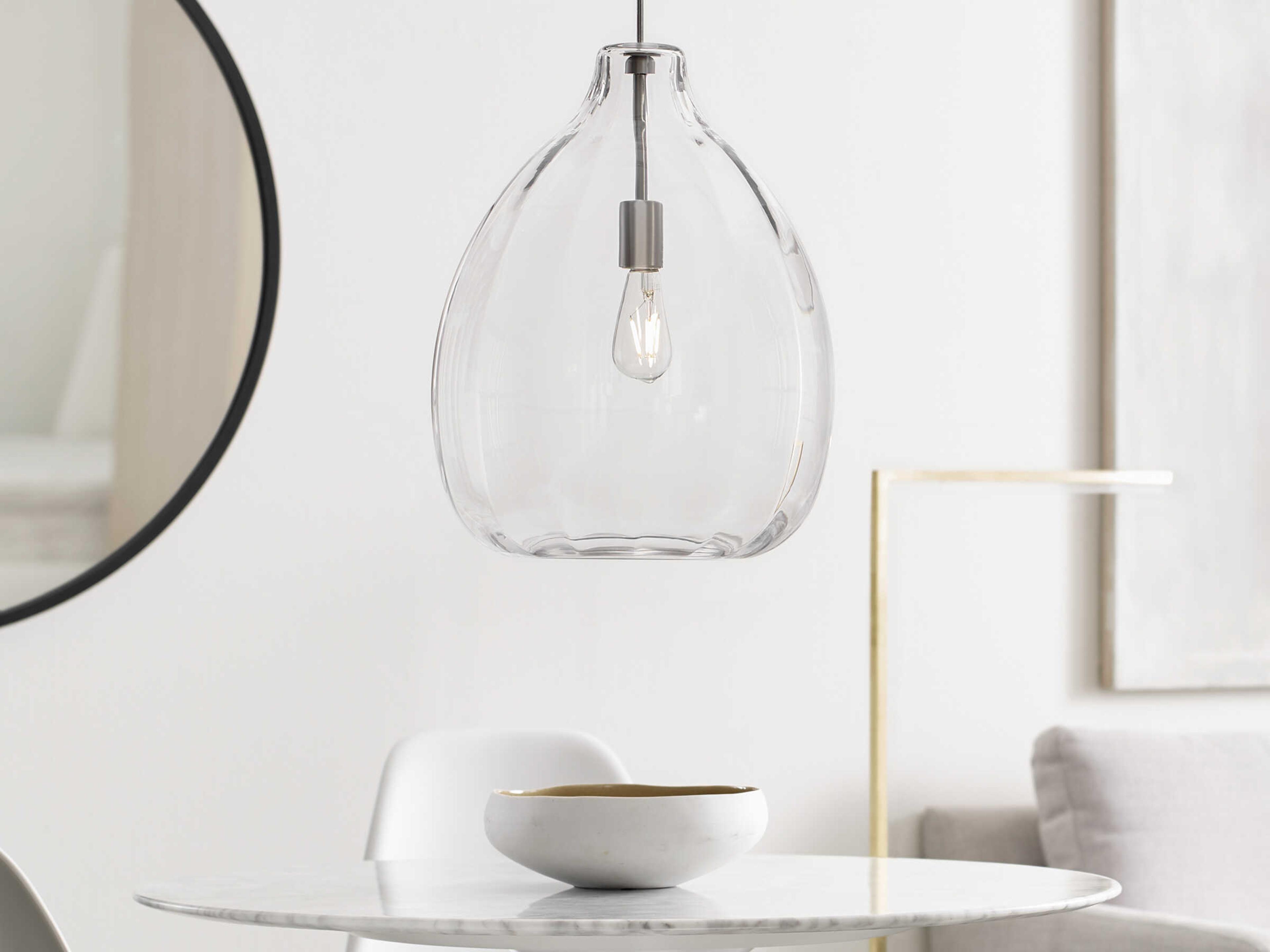 Visual Comfort Modern Harper 1-Light Satin Nickel Clear Pendant
