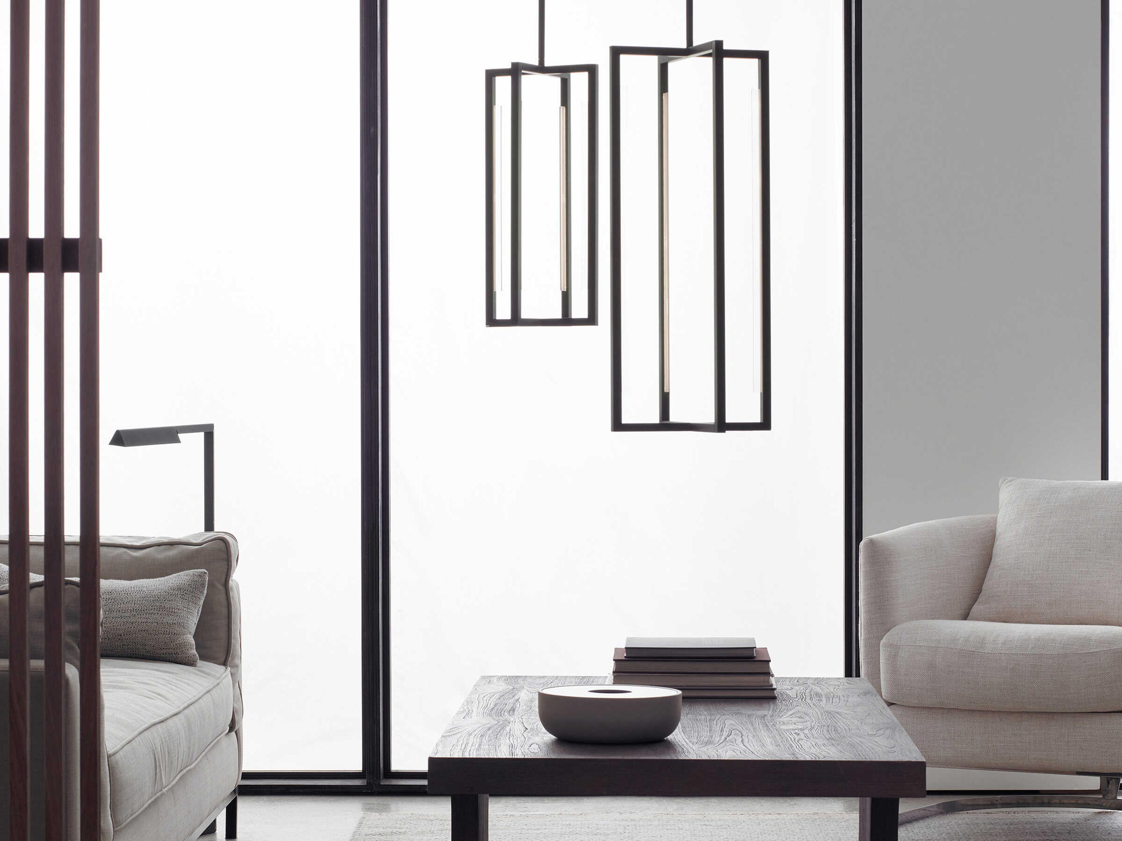 Visual Comfort Modern Kenway 1-Light Nightshade Black Geometric Mini Pendant