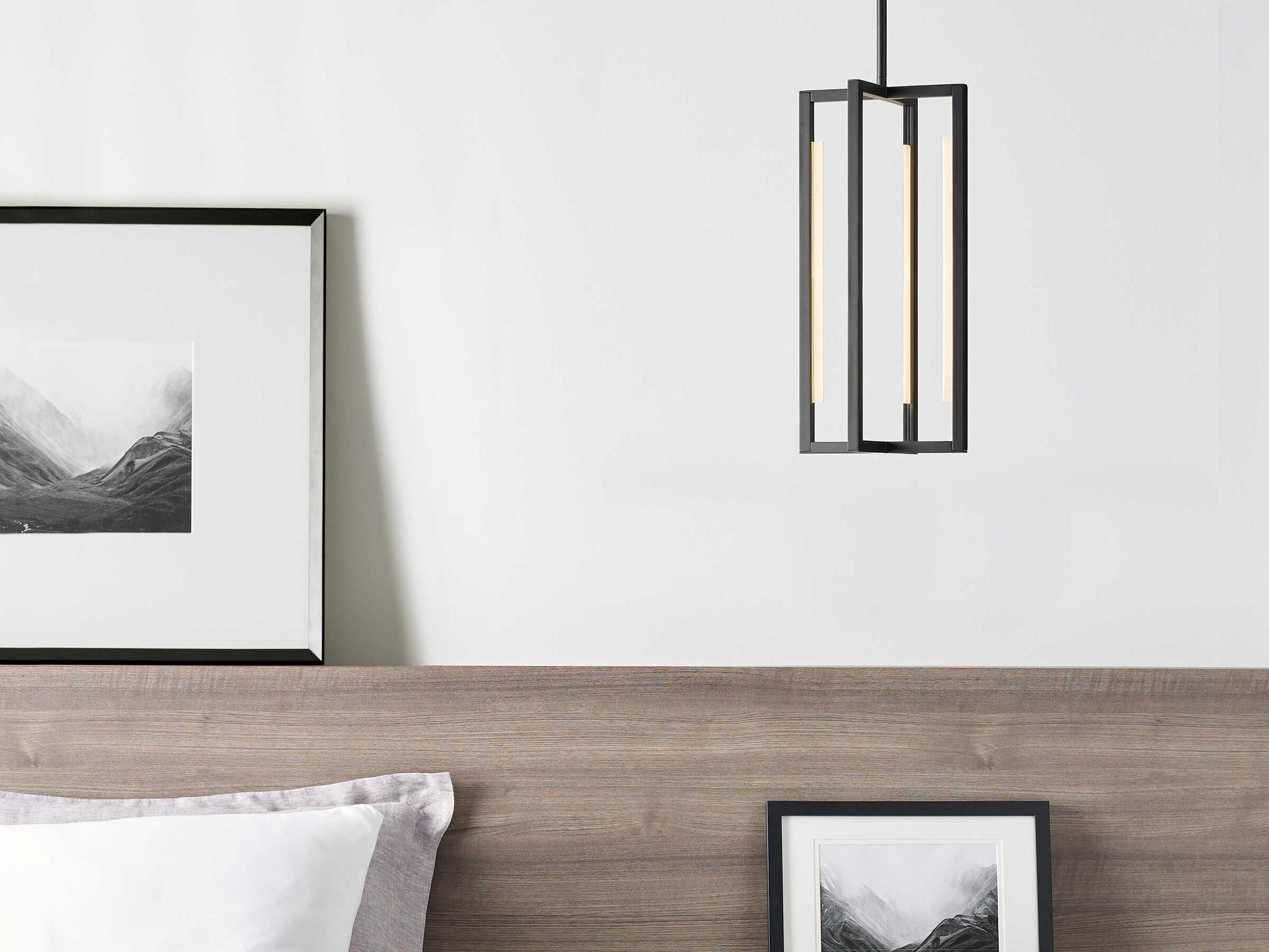 Visual Comfort Modern Kenway 1-Light Nightshade Black Geometric Mini Pendant