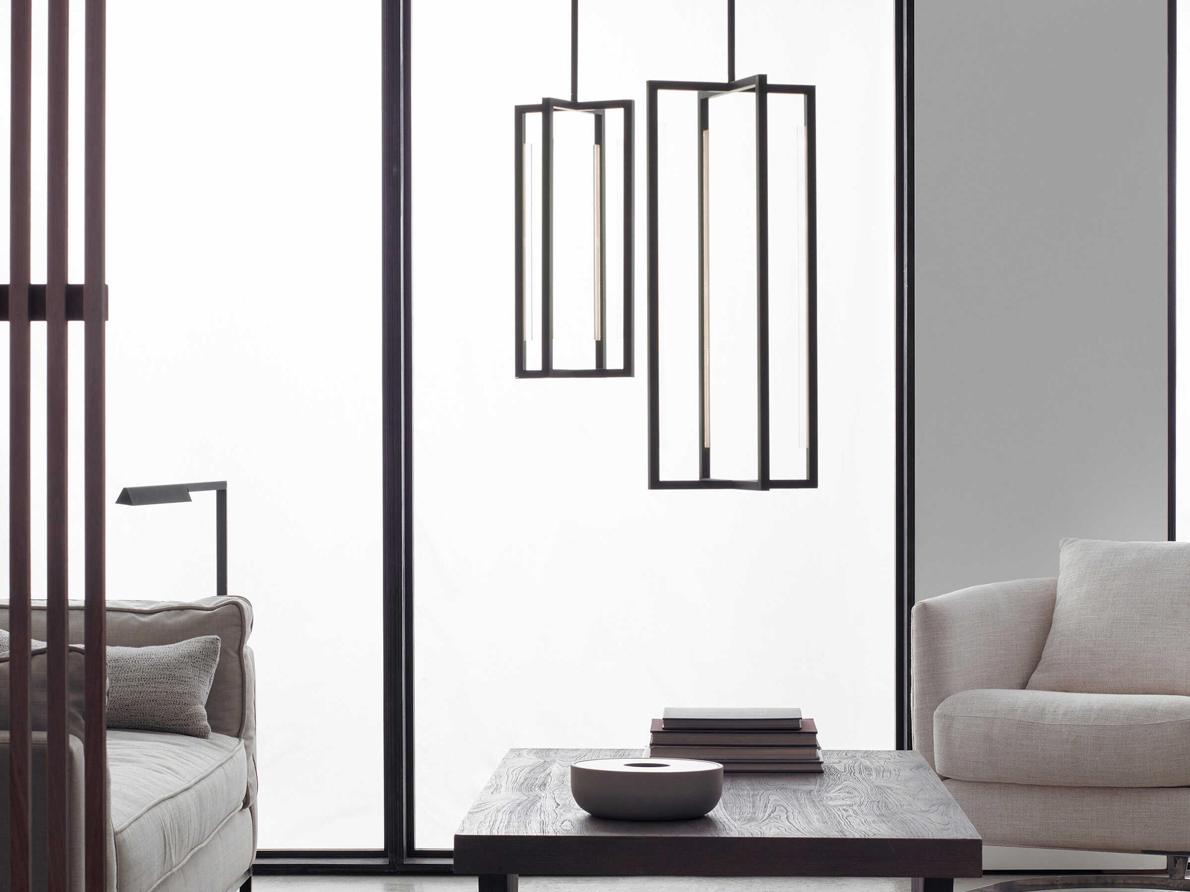 Visual Comfort Modern Kenway 1-Light Nightshade Black Geometric Mini Pendant
