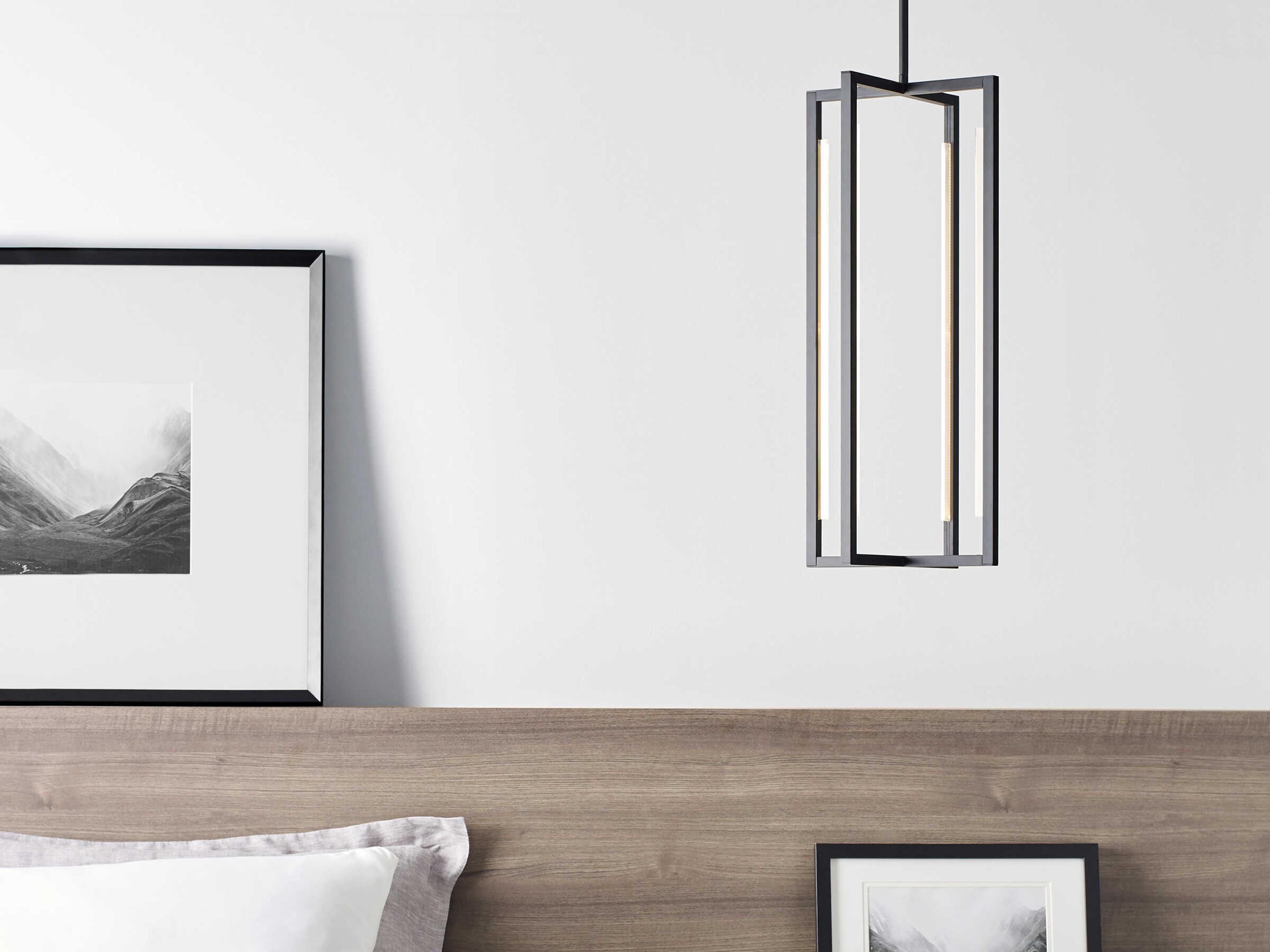 Visual Comfort Modern Kenway 1-Light Nightshade Black Geometric Mini Pendant