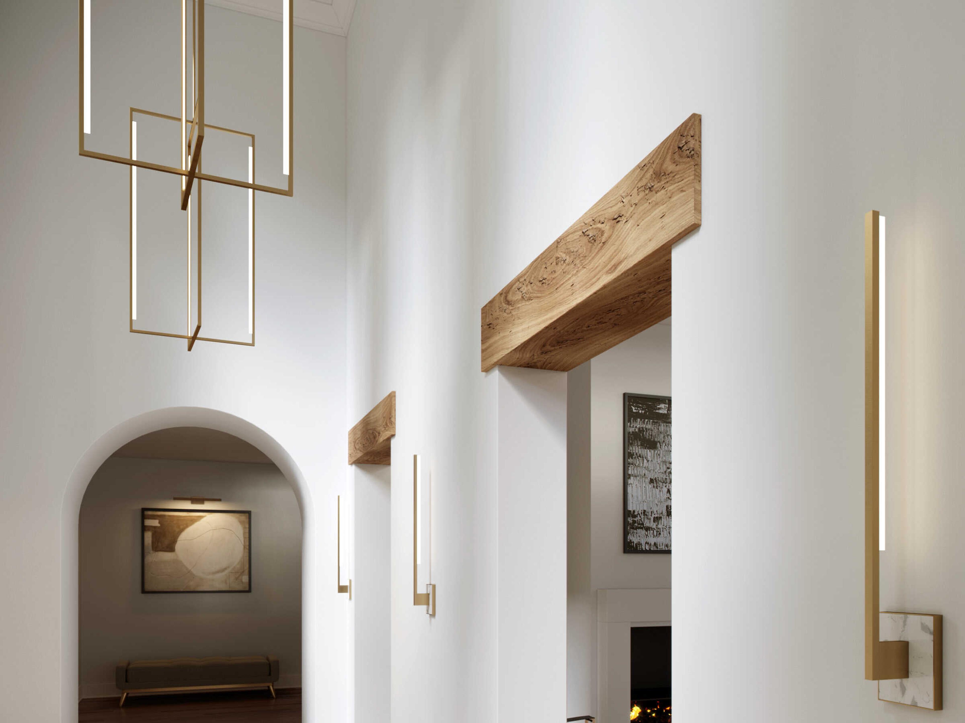 Visual Comfort Modern Kenway 1-Light Natural Brass Geometric Pendant