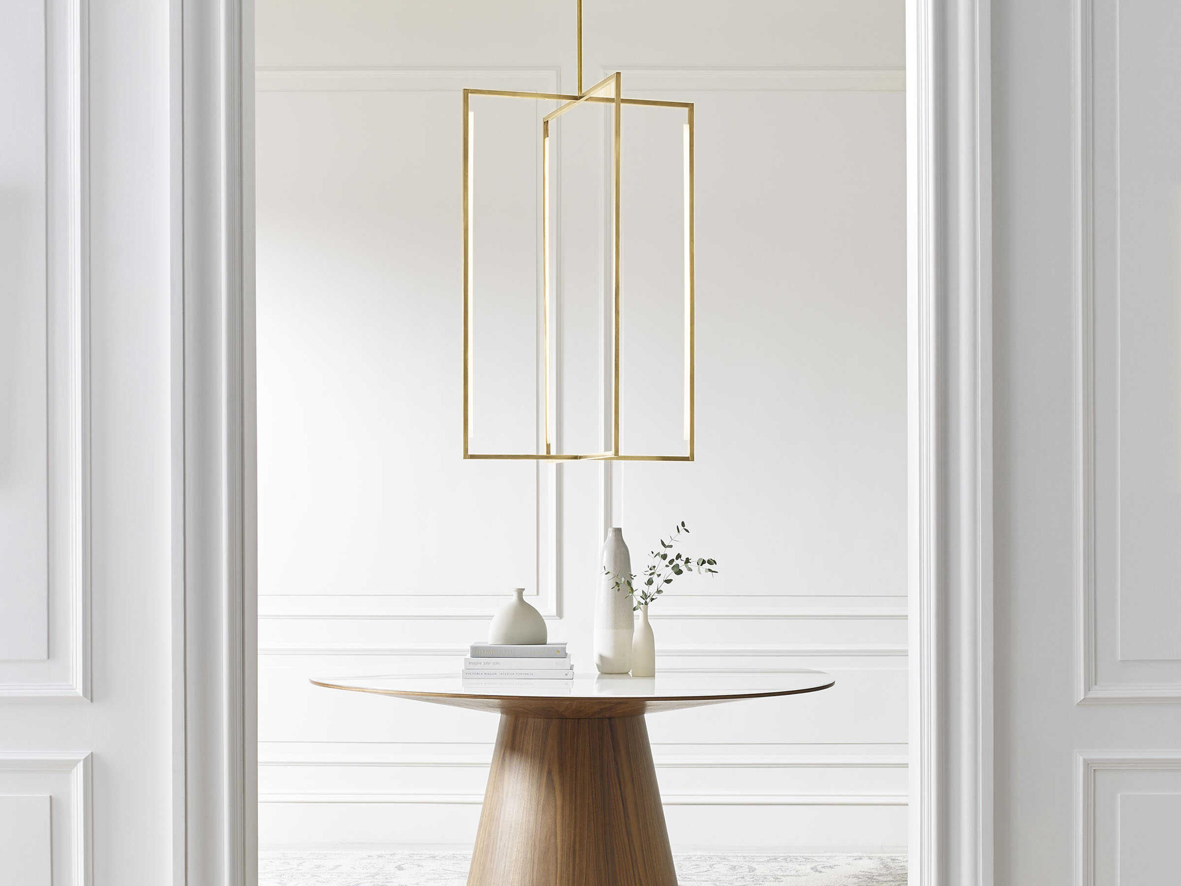 Visual Comfort Modern Kenway 1-Light Natural Brass Geometric Pendant