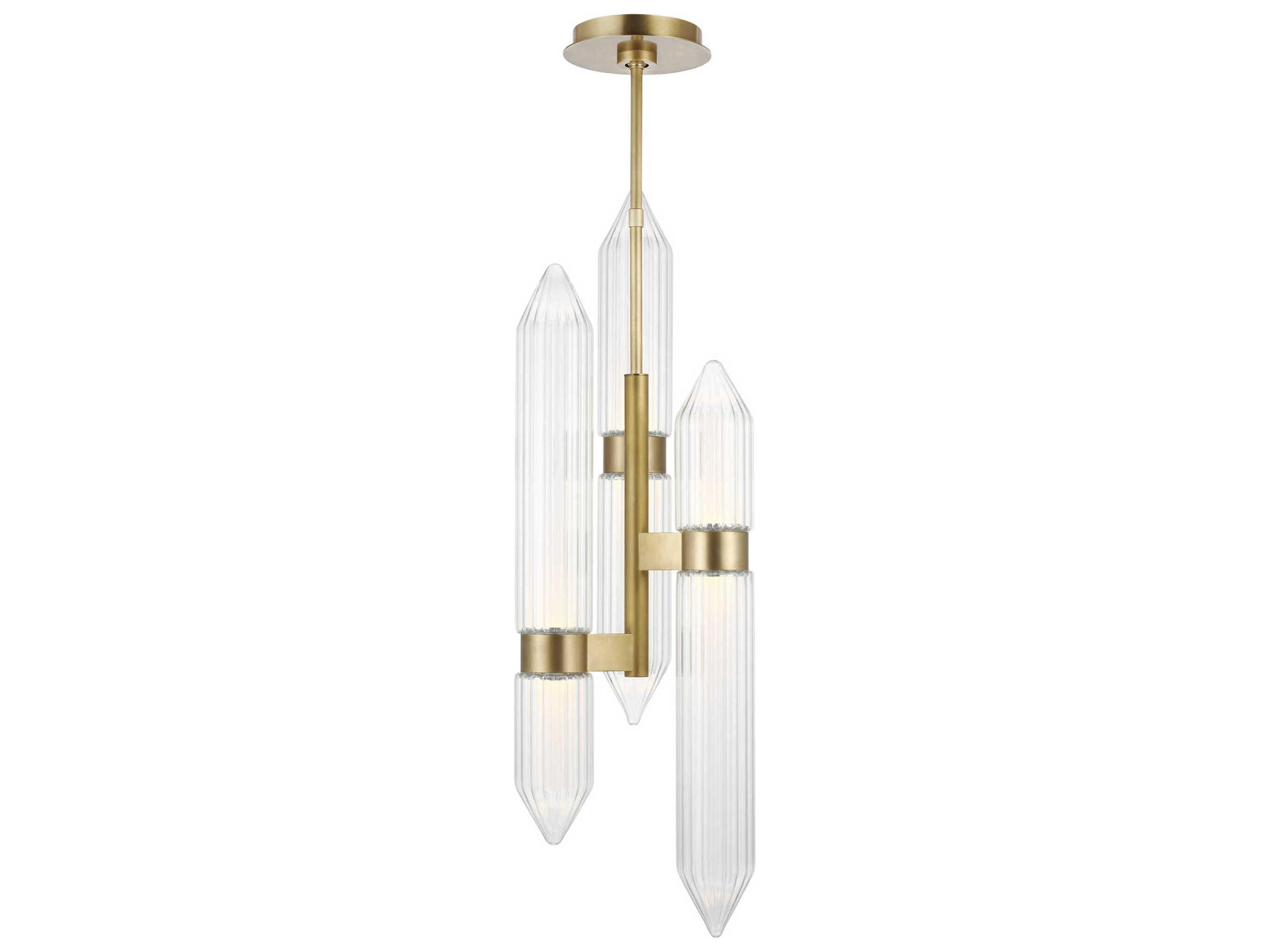 Visual Comfort Modern Langston 3-Light Plated Brass Mini Pendant