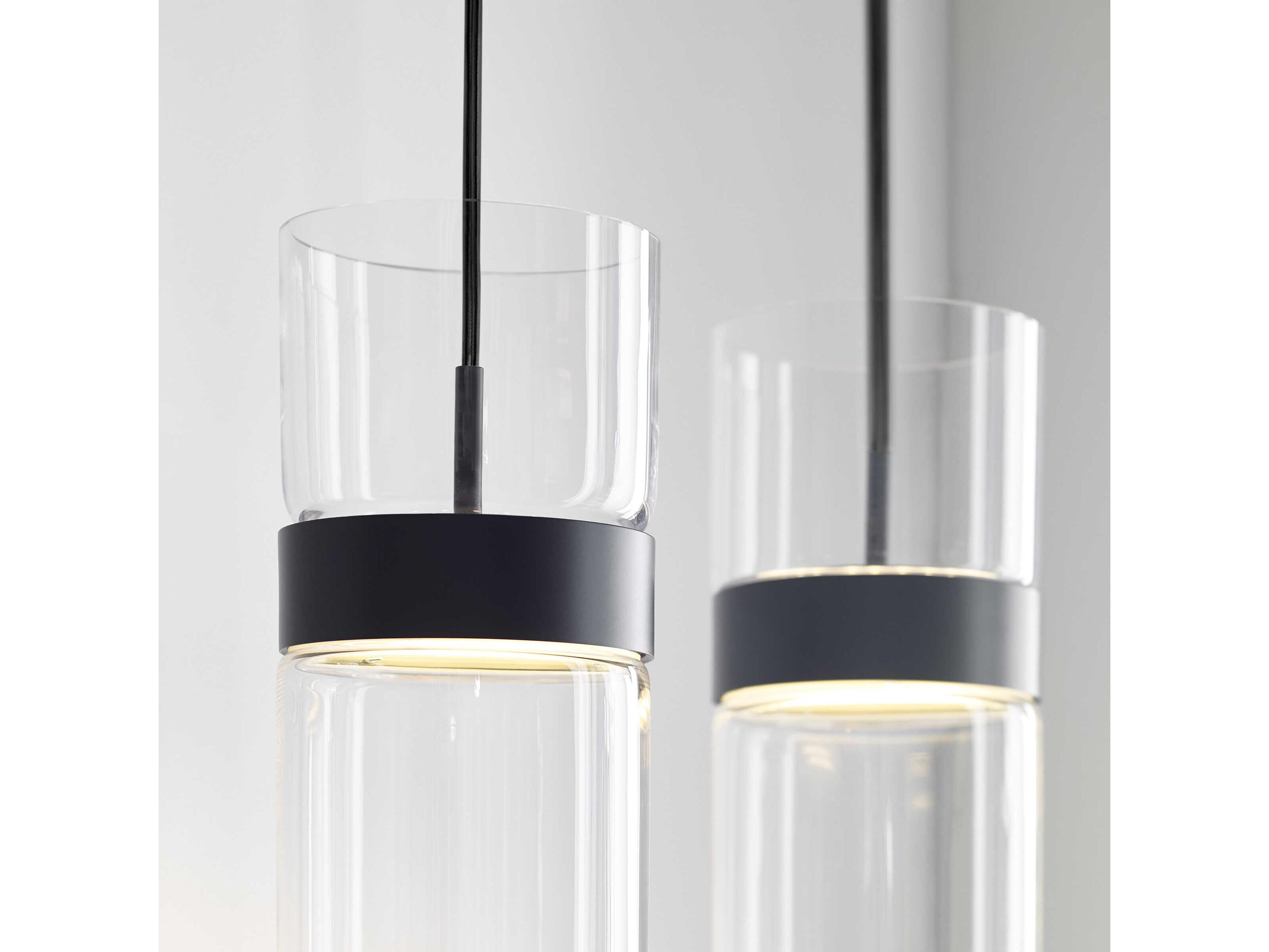 Visual Comfort Modern Manette 1-Light Black Clear Cylinder Mini Pendant