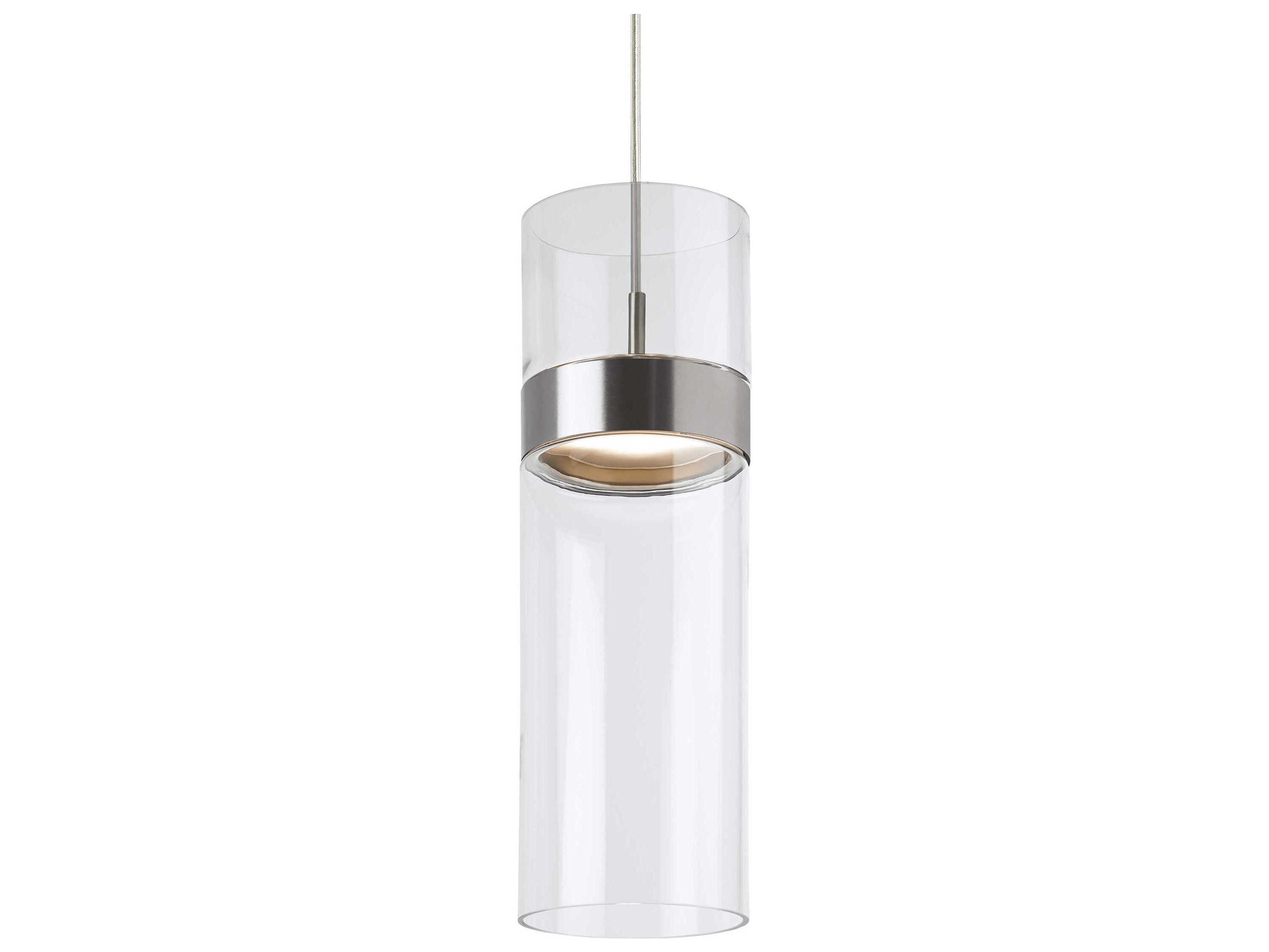 Manette 1-Light Satin Nickel Clear Cylinder Mini Pendant