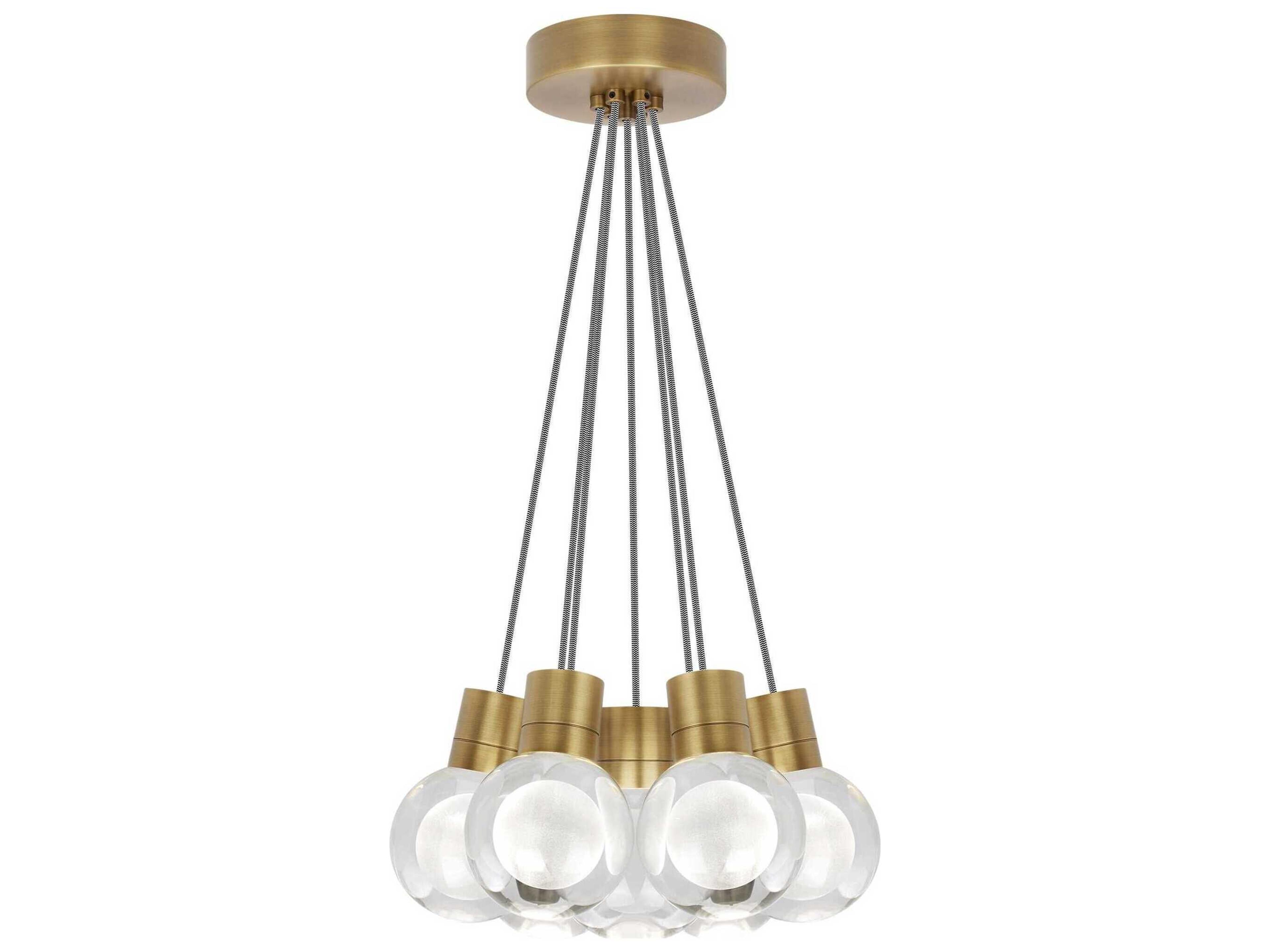Visual Comfort Modern Mina 7-Light Natural Brass Globe Pendant
