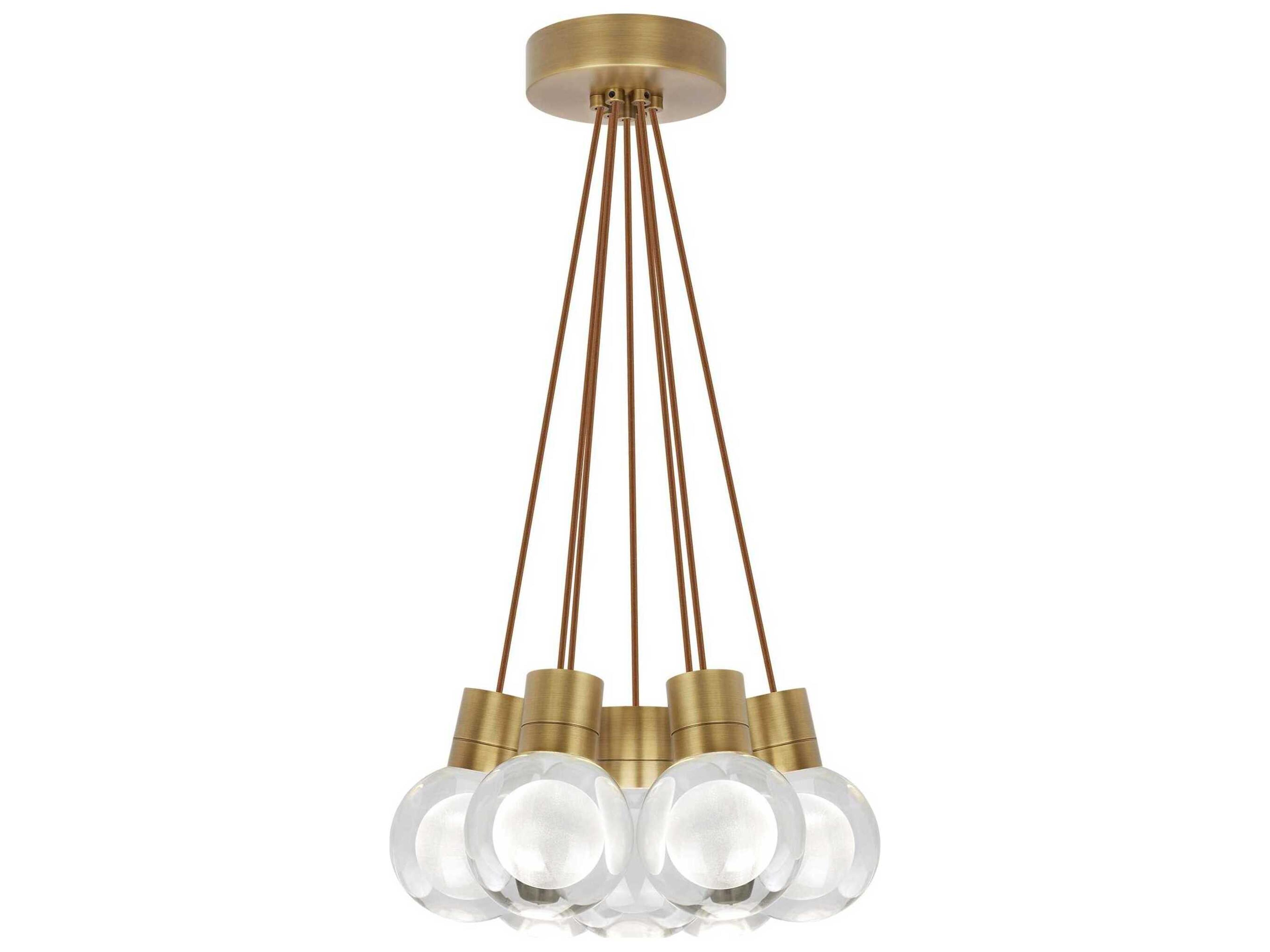 Visual Comfort Modern Mina 7-Light Natural Brass Globe Pendant