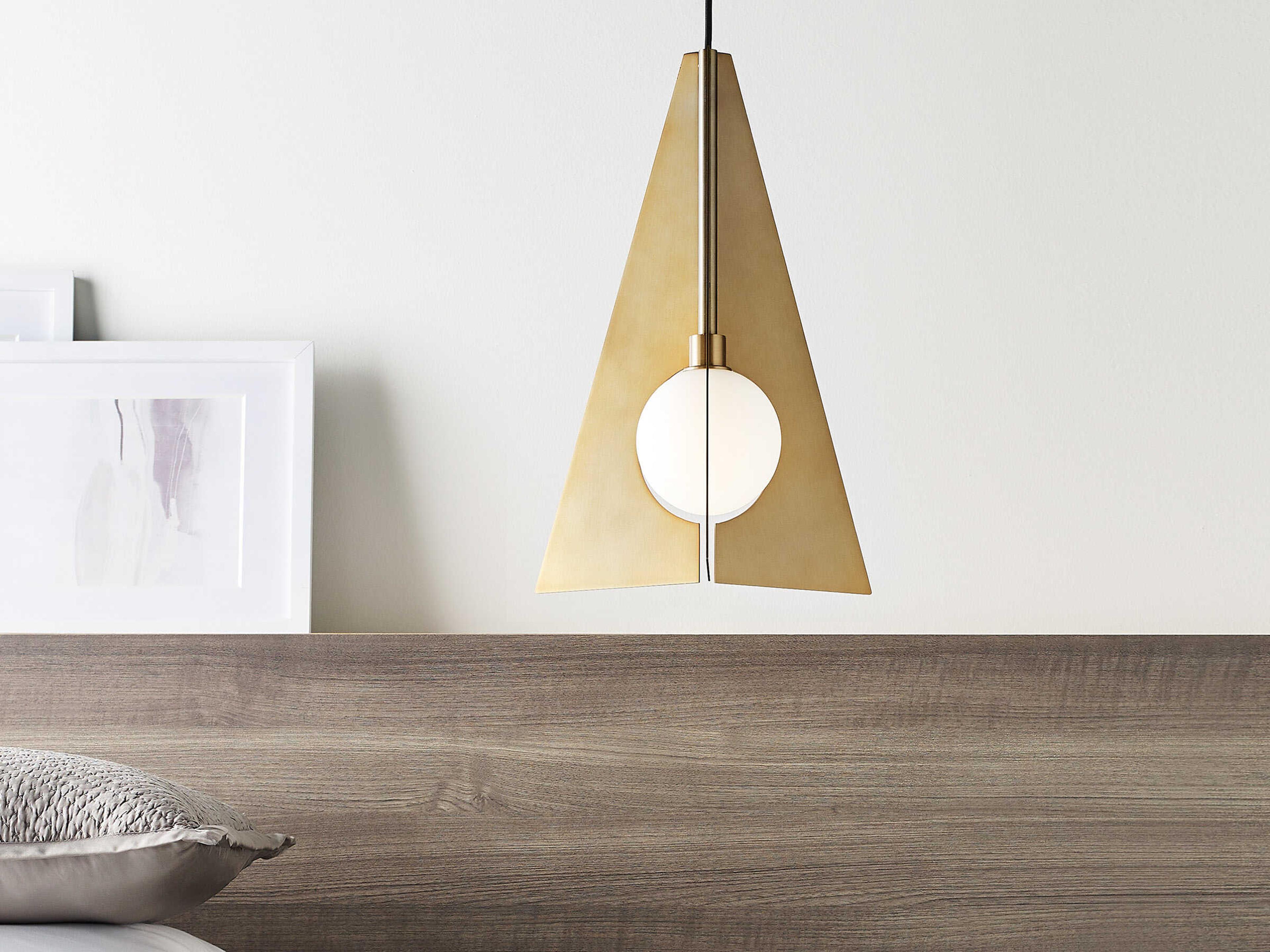 Visual Comfort Modern Orbel Natural Brass Geometric Pendant