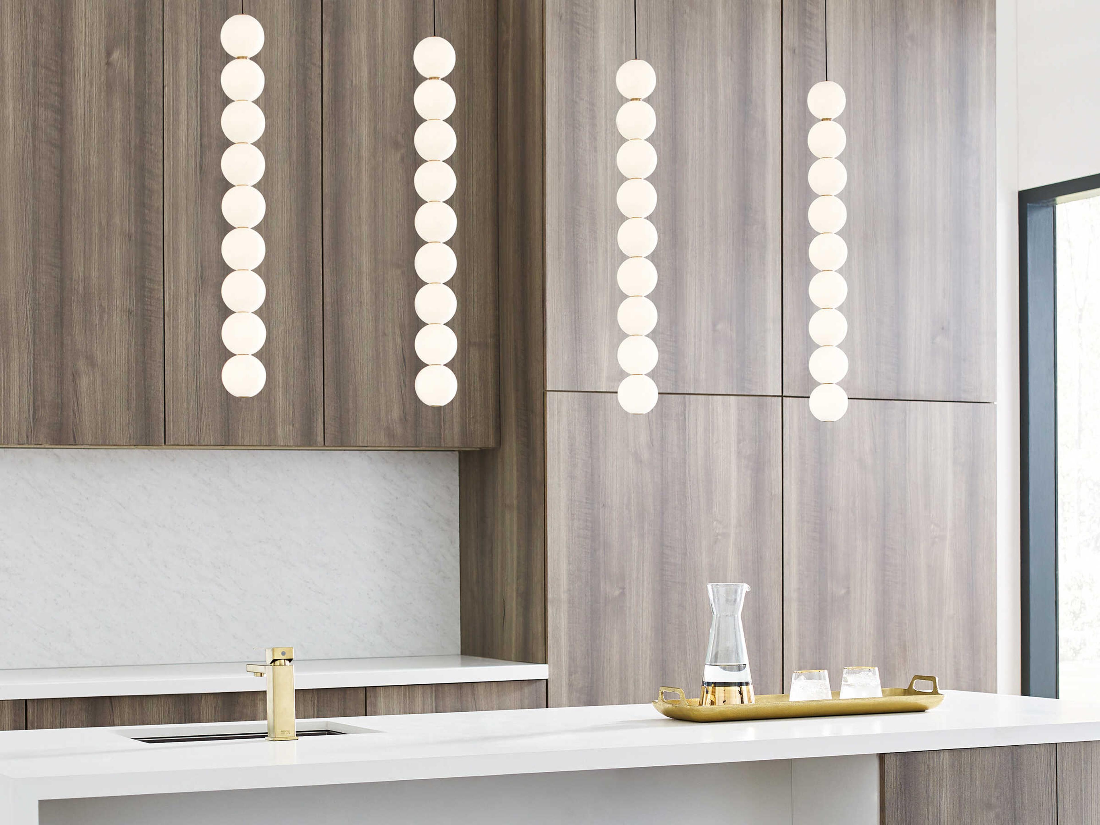 Visual Comfort Modern Orbet 9-Light Natural Brass Mini Pendant