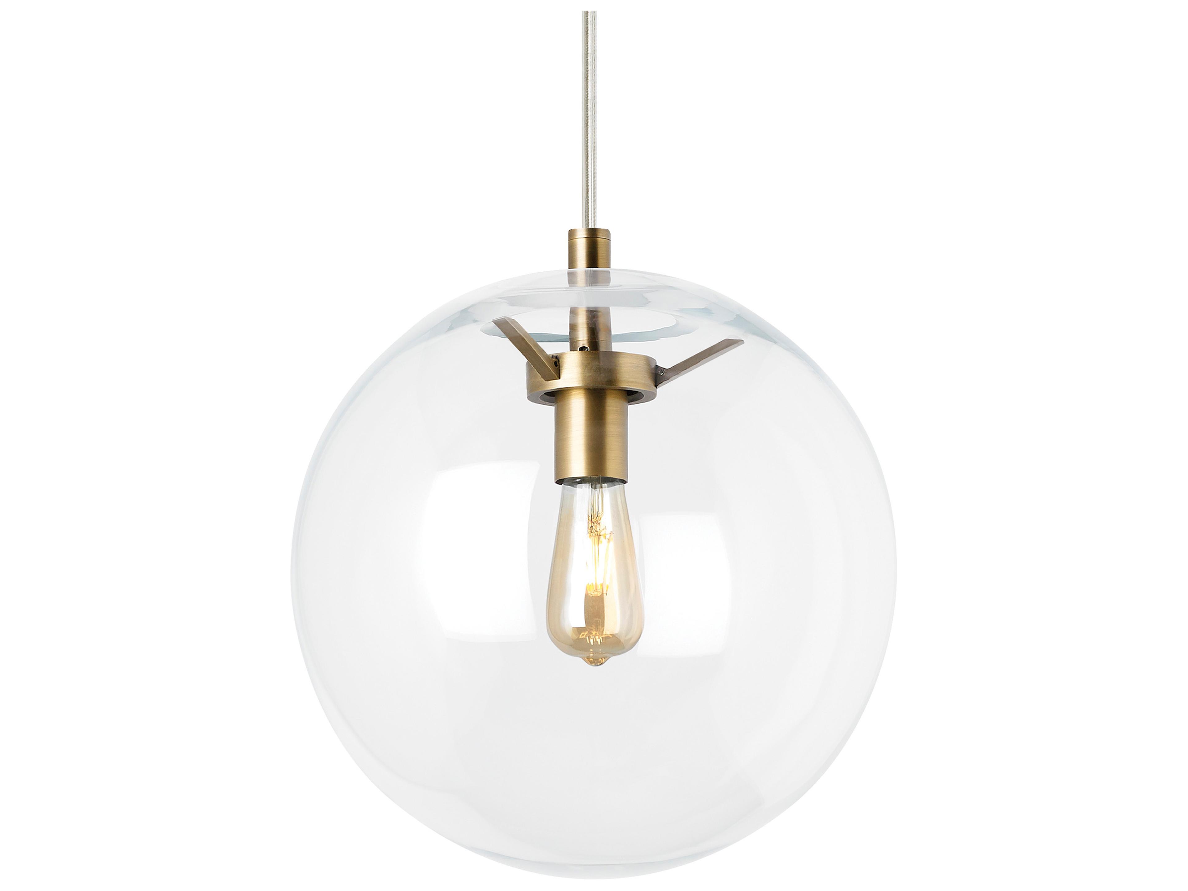 Palona 1-Light Aged Brass Clear Globe Pendant