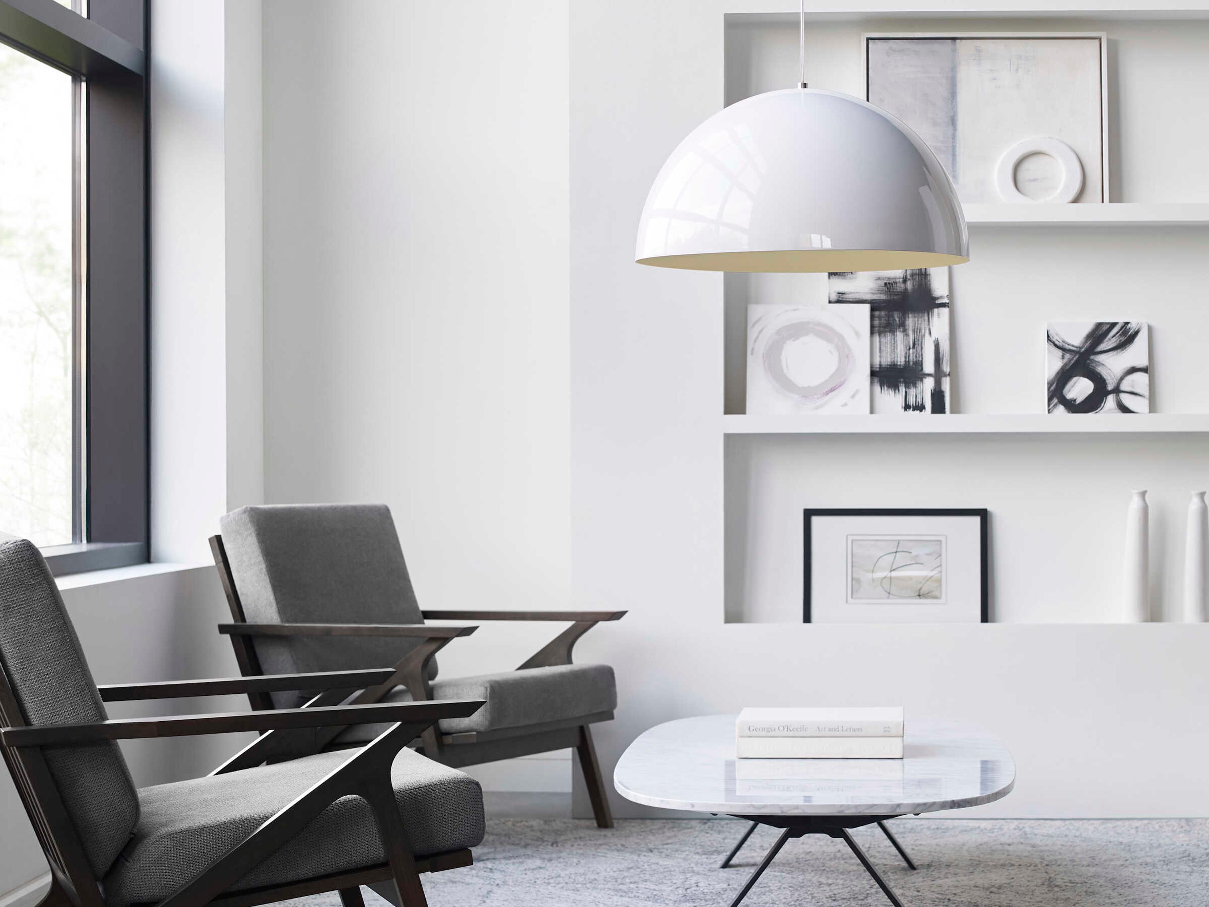 Visual Comfort Modern Powell Street 1-Light White Dome Pendant