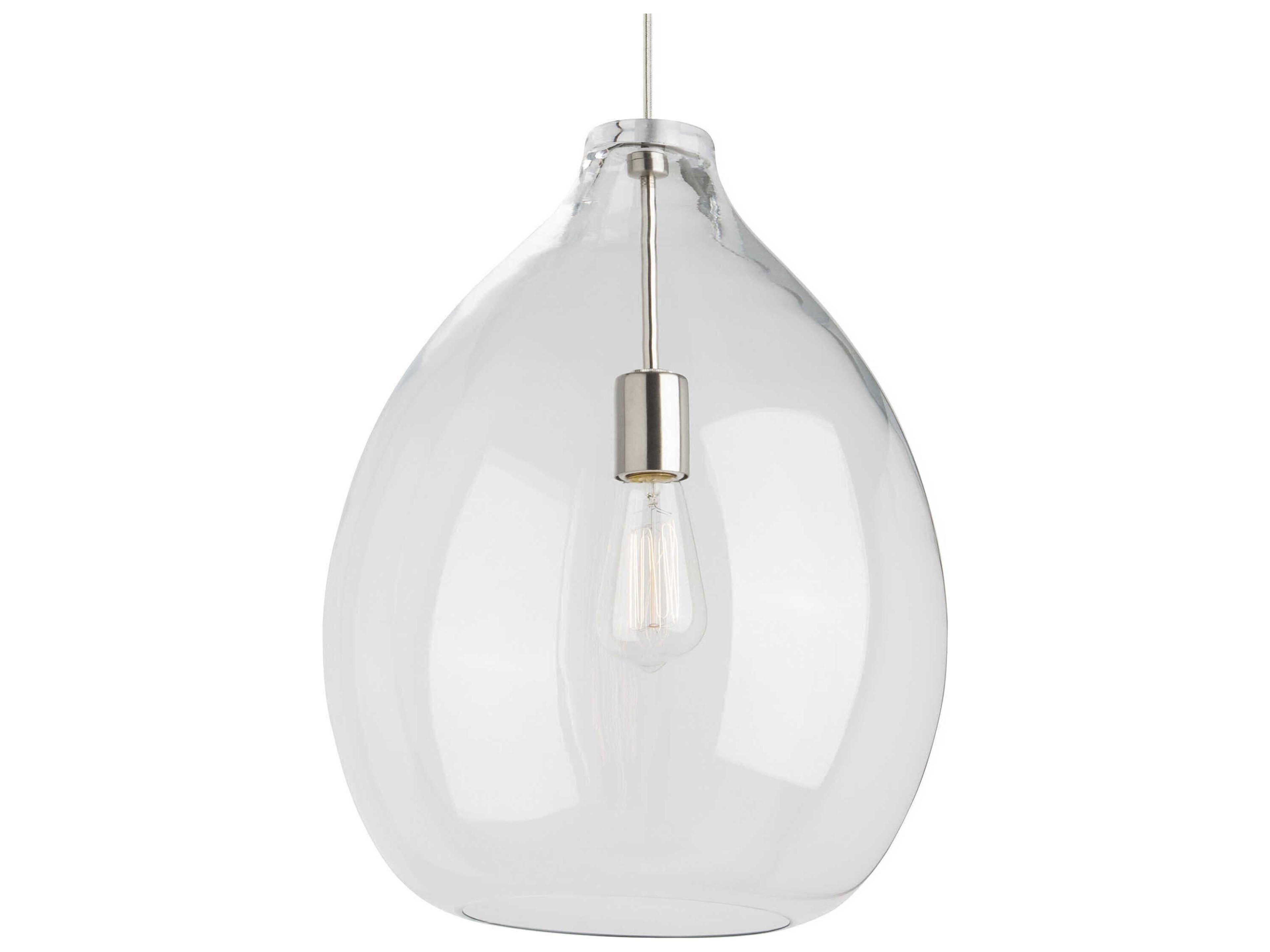 Visual Comfort Modern Quinton 1-Light Satin Nickel Clear Pendant