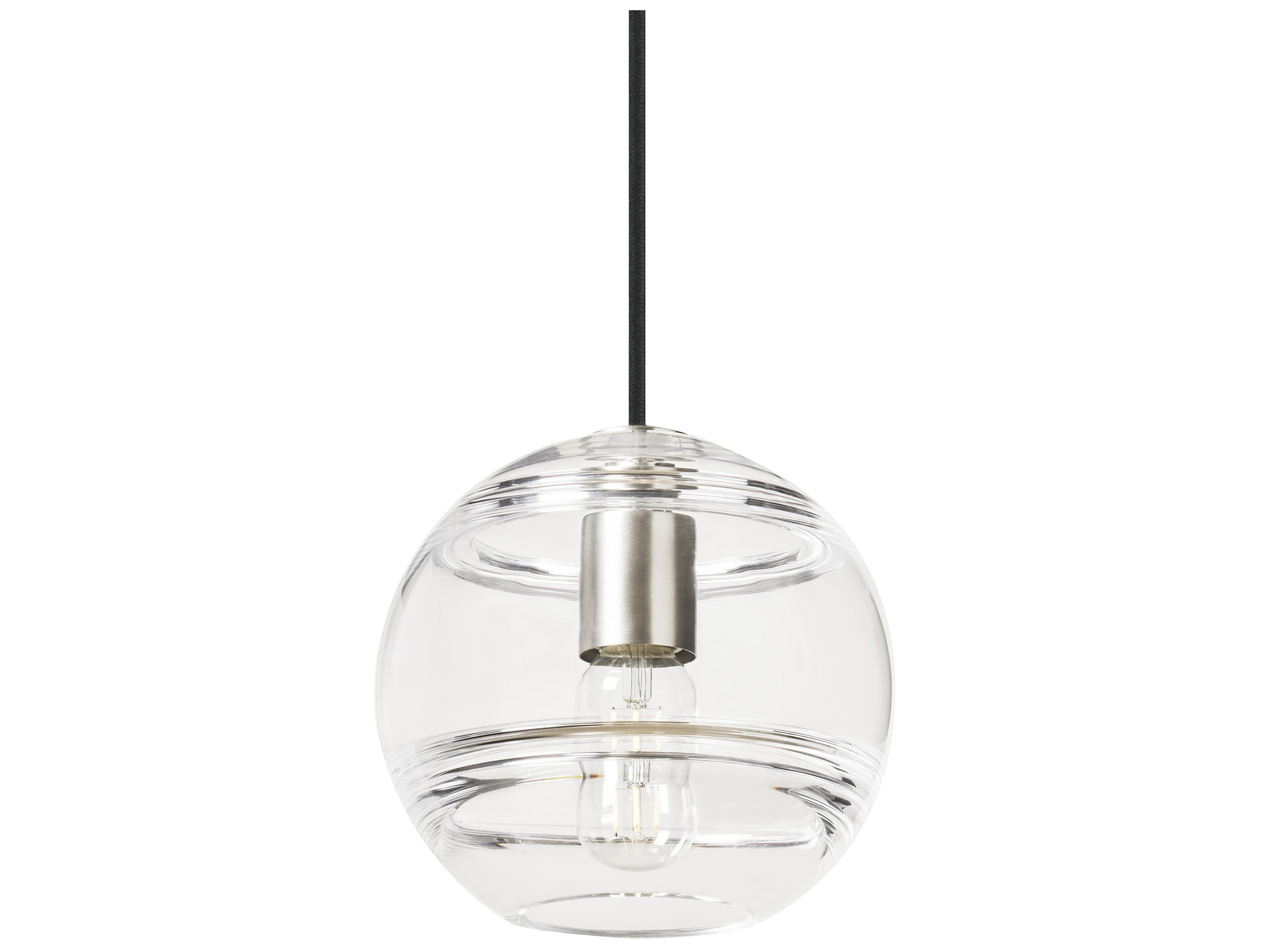 Visual Comfort Modern Sedona 1-Light Satin Nickel Clear Globe Mini Pendant