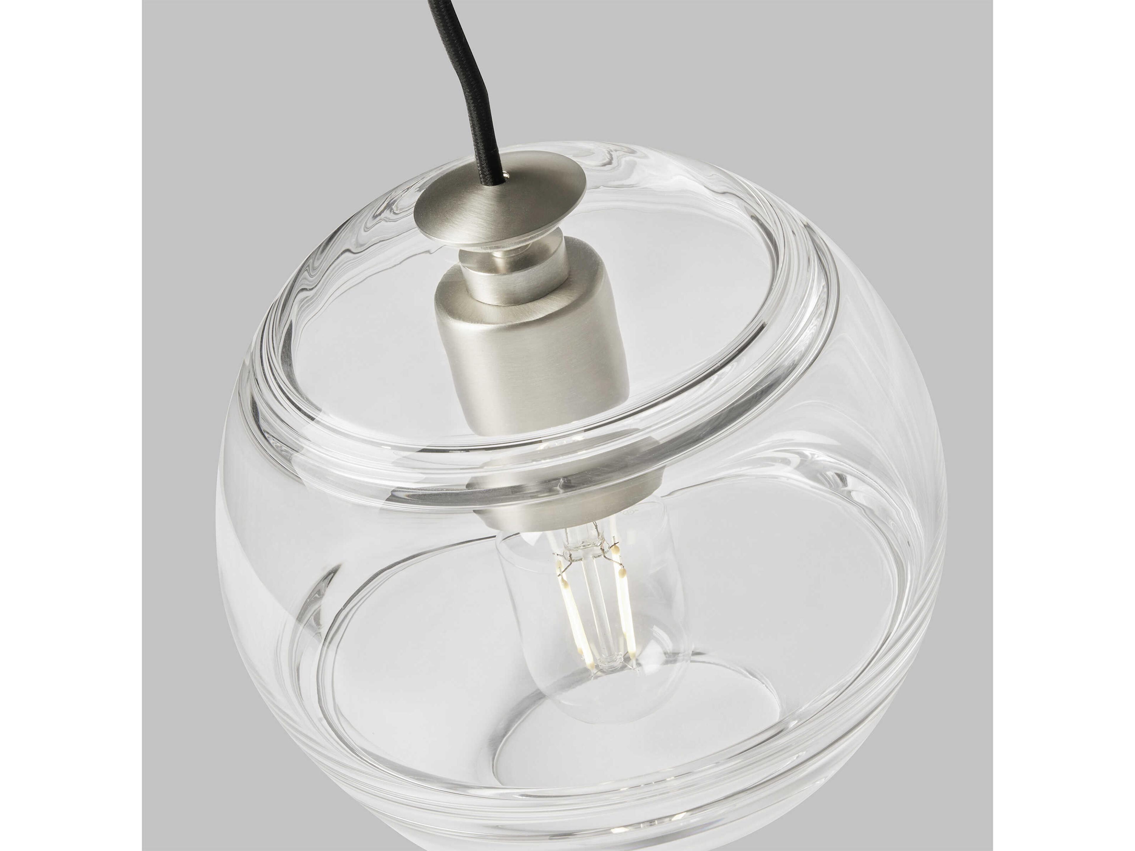 Visual Comfort Modern Sedona 1-Light Satin Nickel Clear Globe Mini Pendant