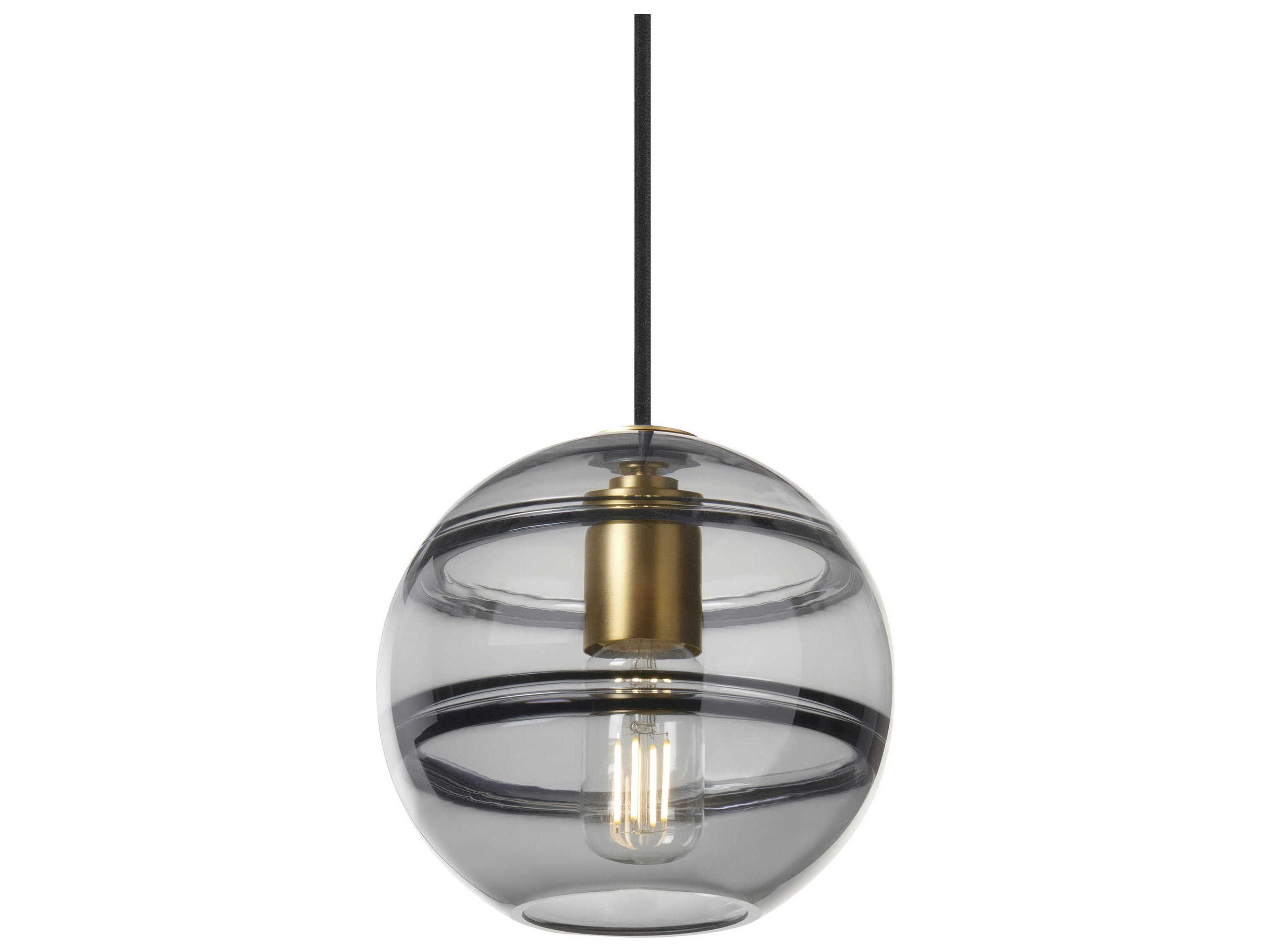 Visual Comfort Modern Sedona 1-Light Aged Brass Black Globe Mini Pendant