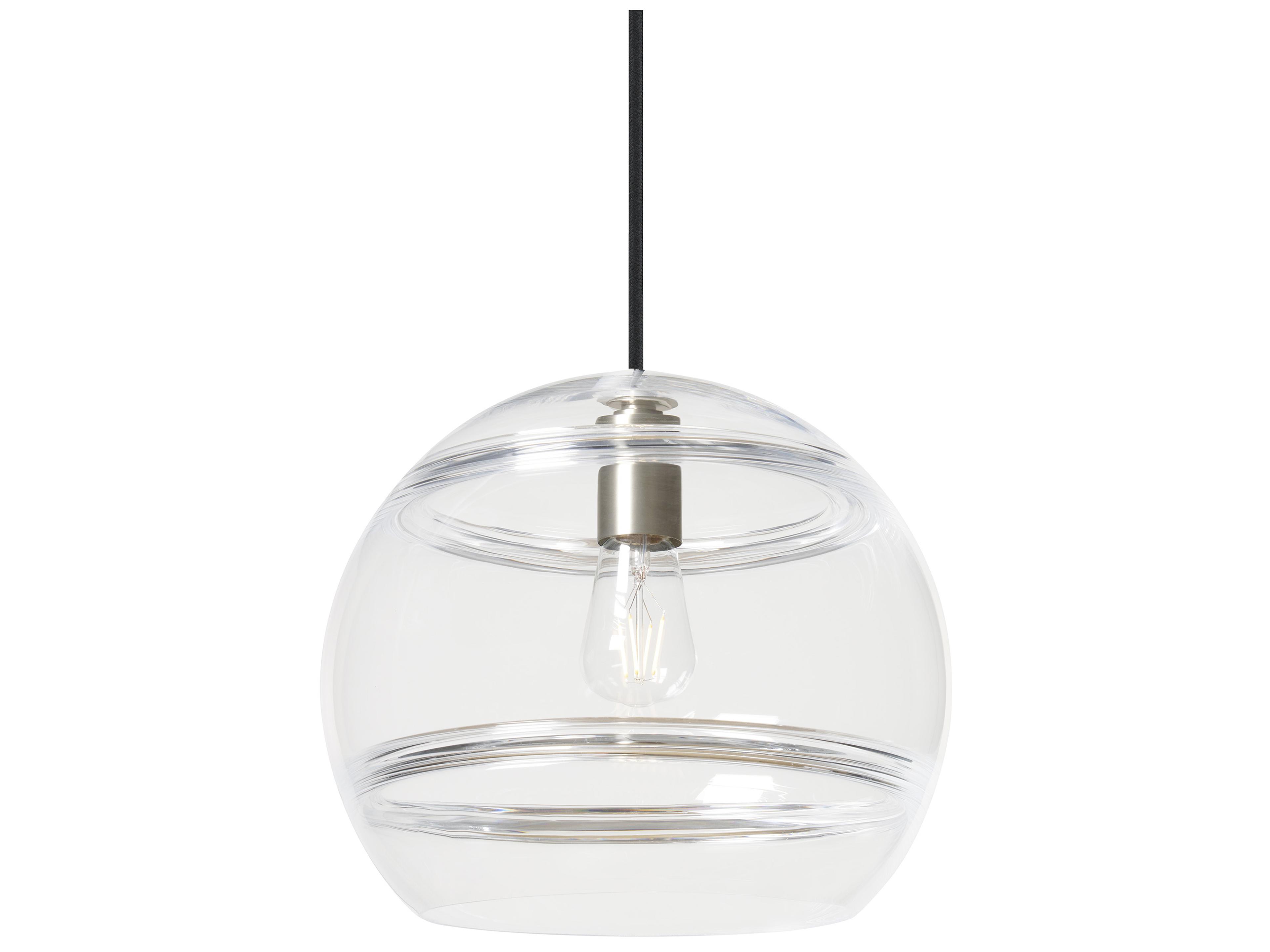Visual Comfort Modern Sedona 1-Light Satin Nickel Clear Globe Mini Pendant