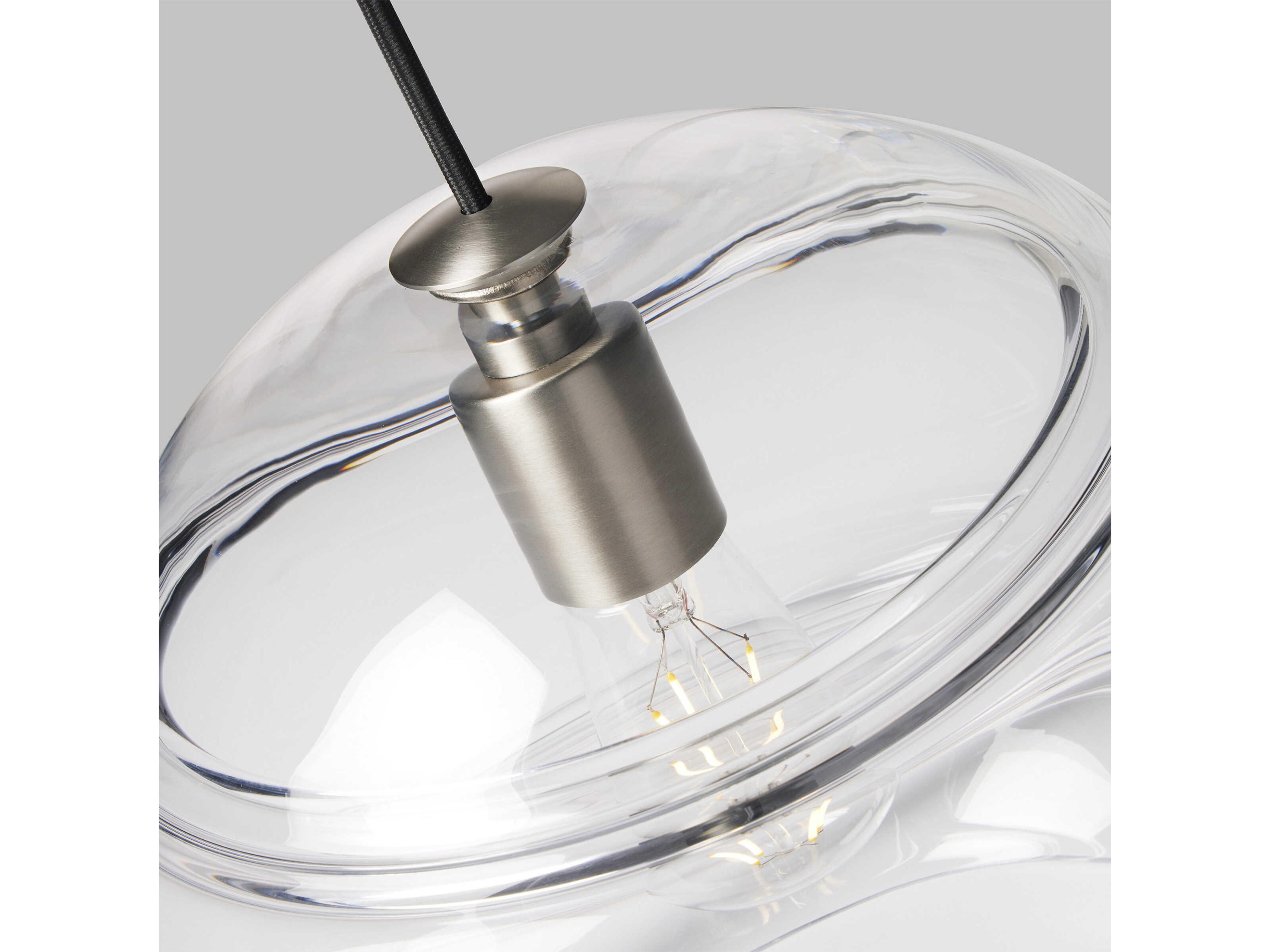 Visual Comfort Modern Sedona 1-Light Satin Nickel Clear Globe Mini Pendant