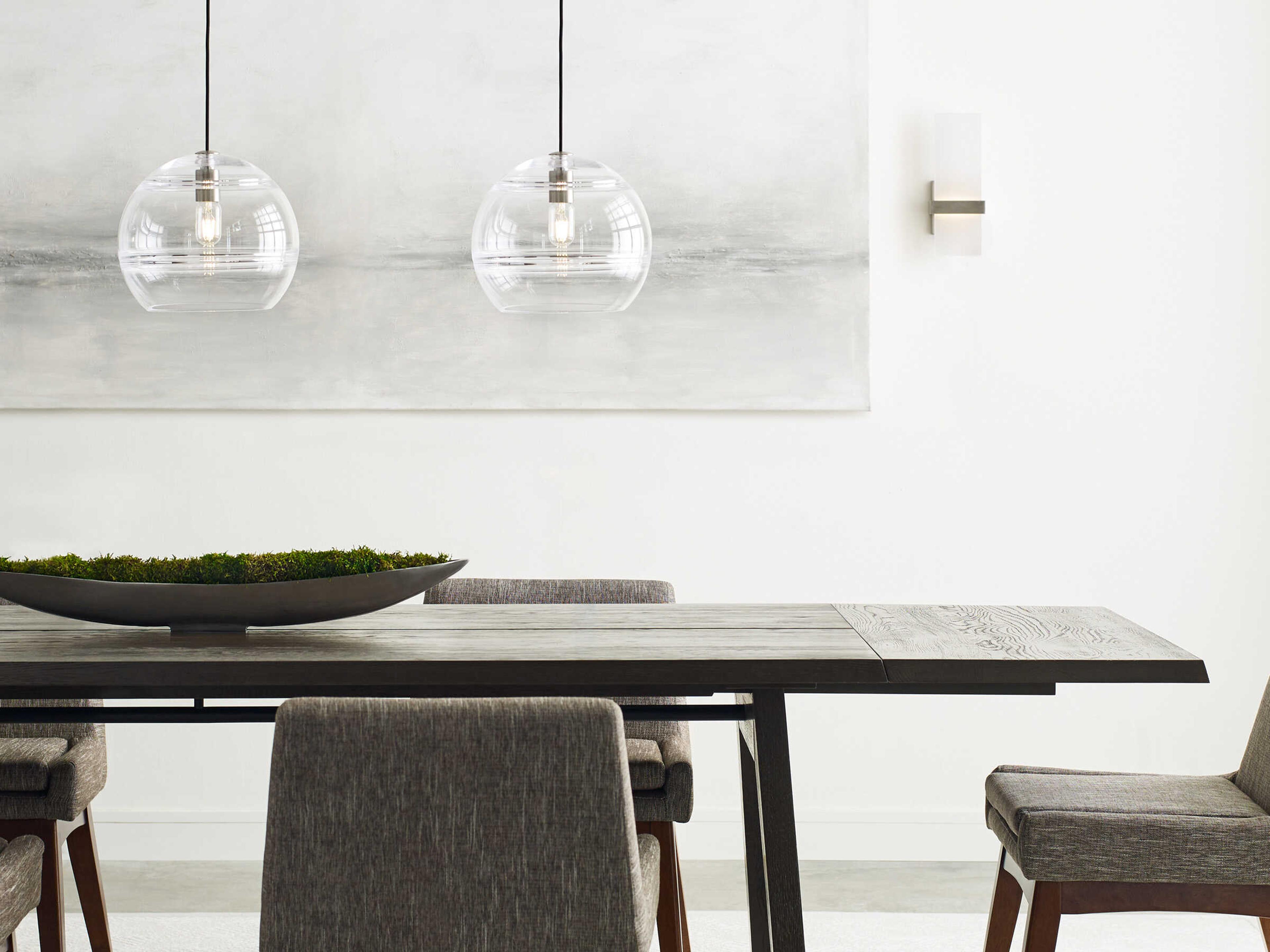 Visual Comfort Modern Sedona 1-Light Satin Nickel Clear Globe Mini Pendant