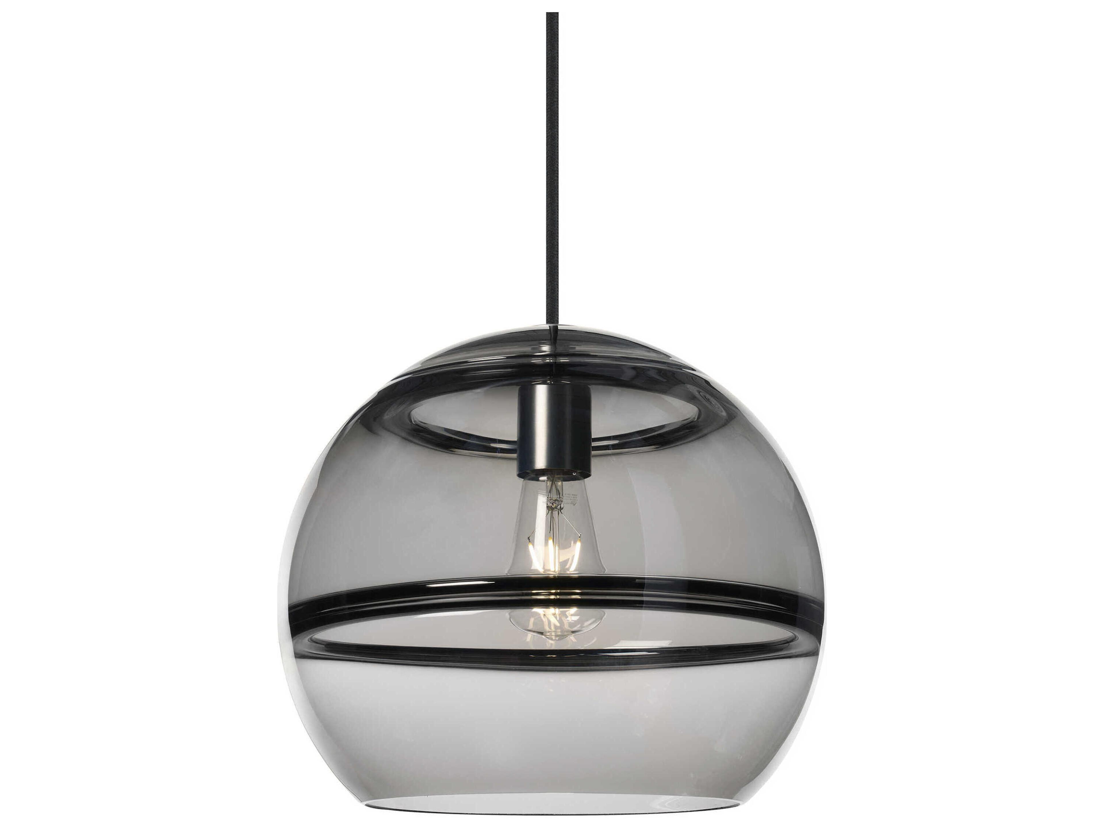 Visual Comfort Modern Sedona 1-Light Satin Nickel Black Globe Mini Pendant