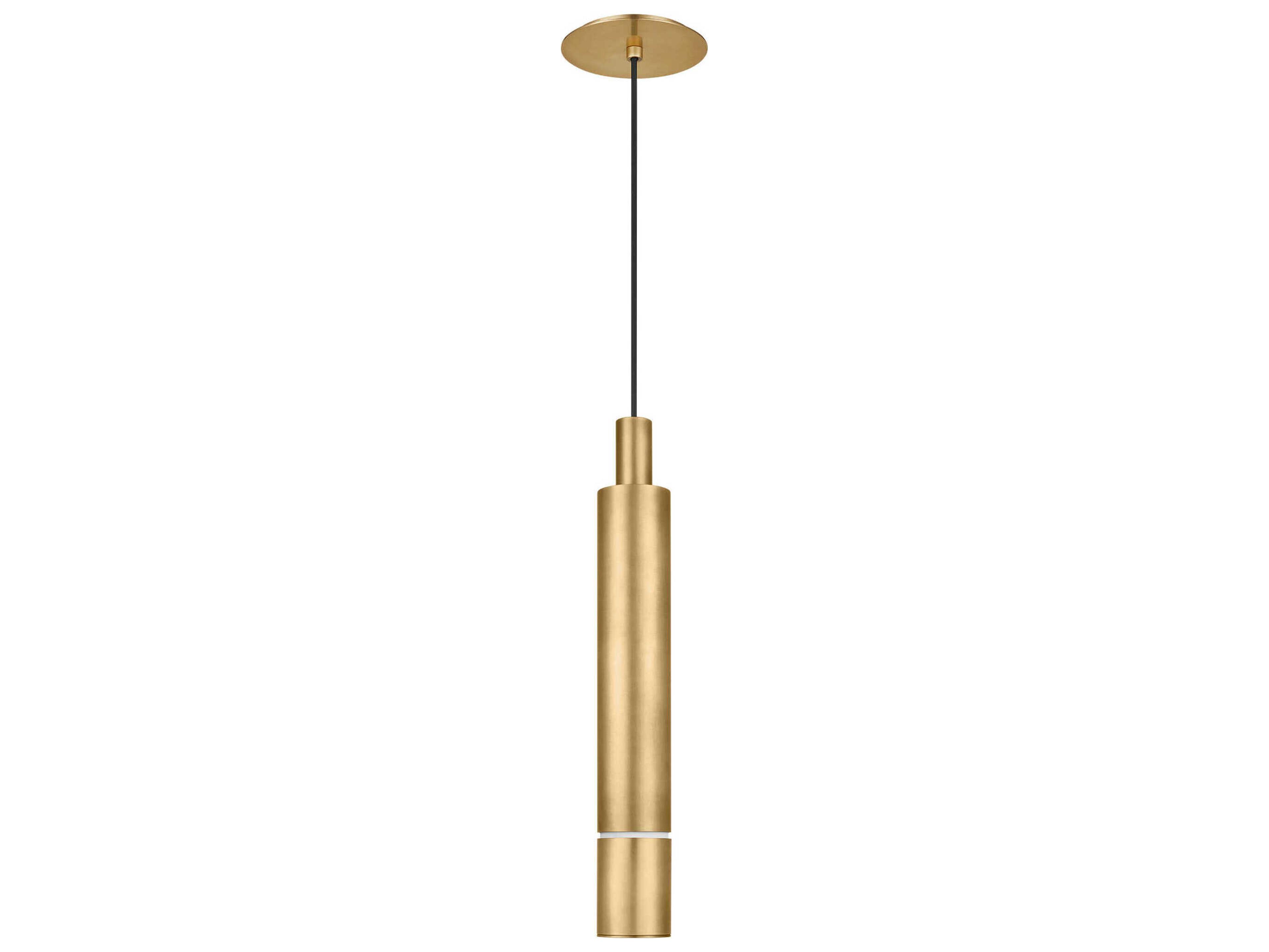 Visual Comfort Modern Sottile 1-Light Natural Brass Cylinder Mini Pendant