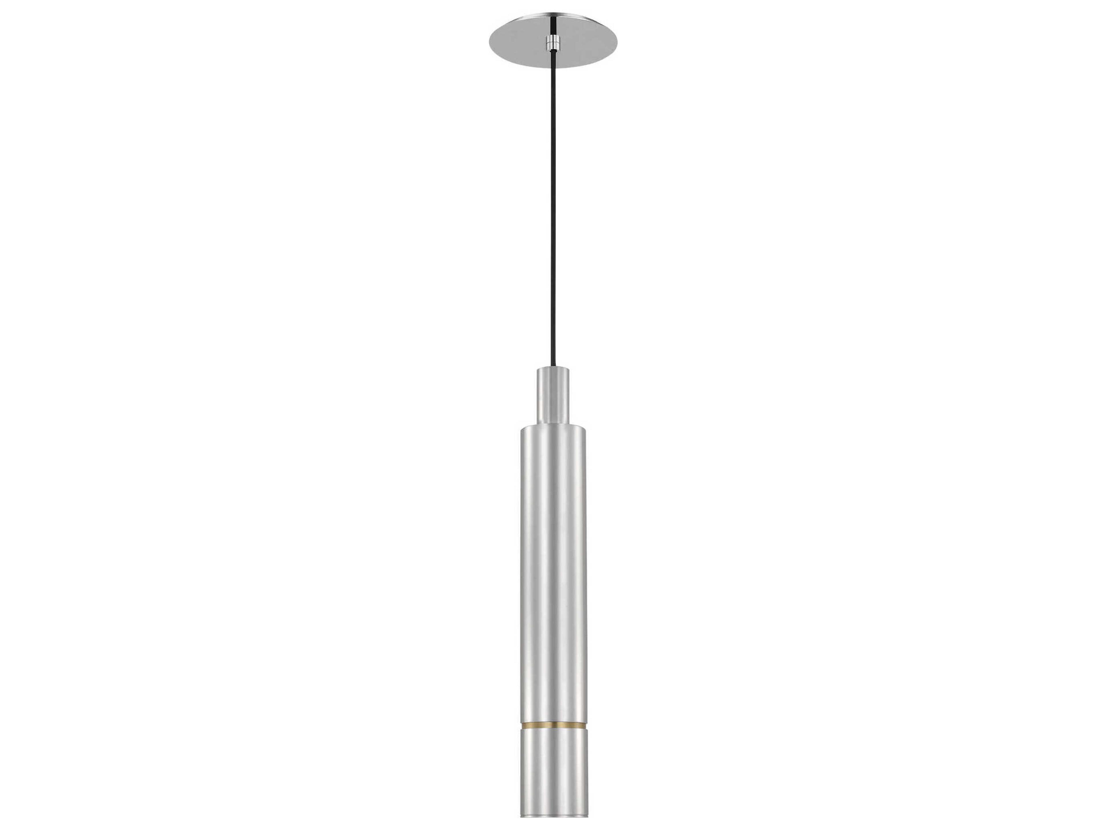 Visual Comfort Modern Sottile 1-Light Polished Stainless Steel Cylinder Mini Pendant