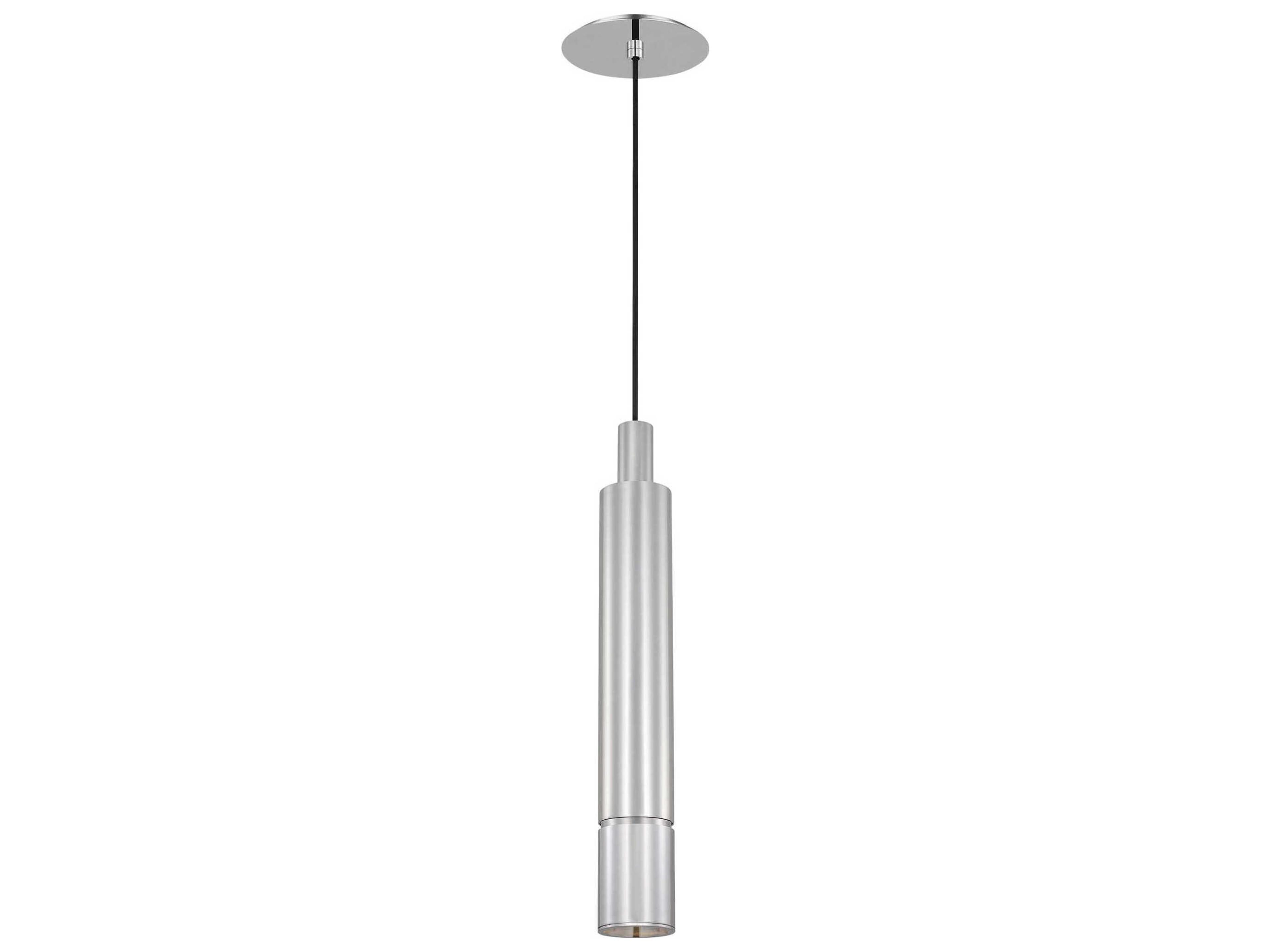 Visual Comfort Modern Sottile 1-Light Polished Stainless Steel Cylinder Mini Pendant
