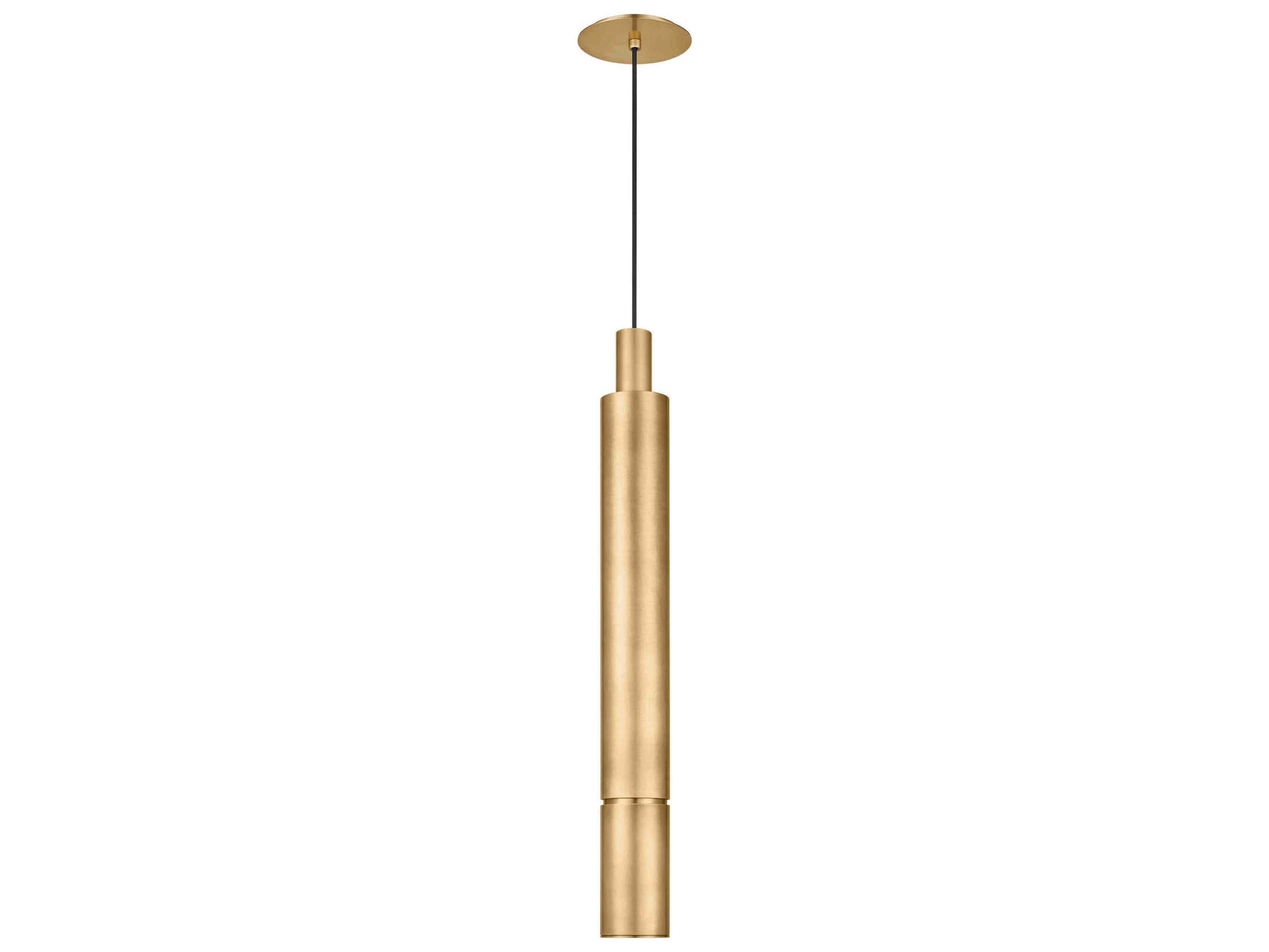 Visual Comfort Modern Sottile 1-Light Natural Brass Cylinder Mini Pendant