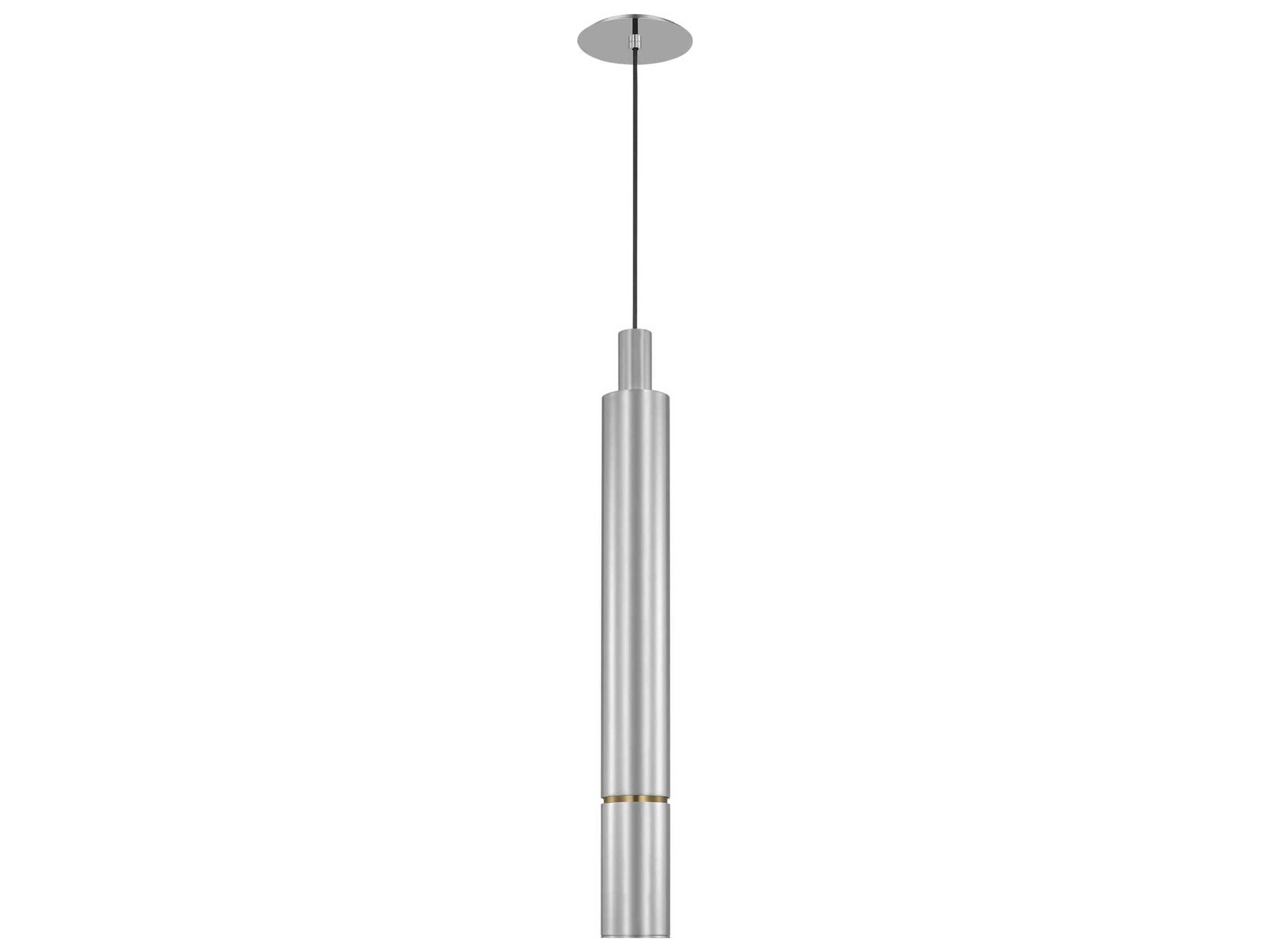 Visual Comfort Modern Sottile 1-Light Polished Stainless Steel Cylinder Mini Pendant