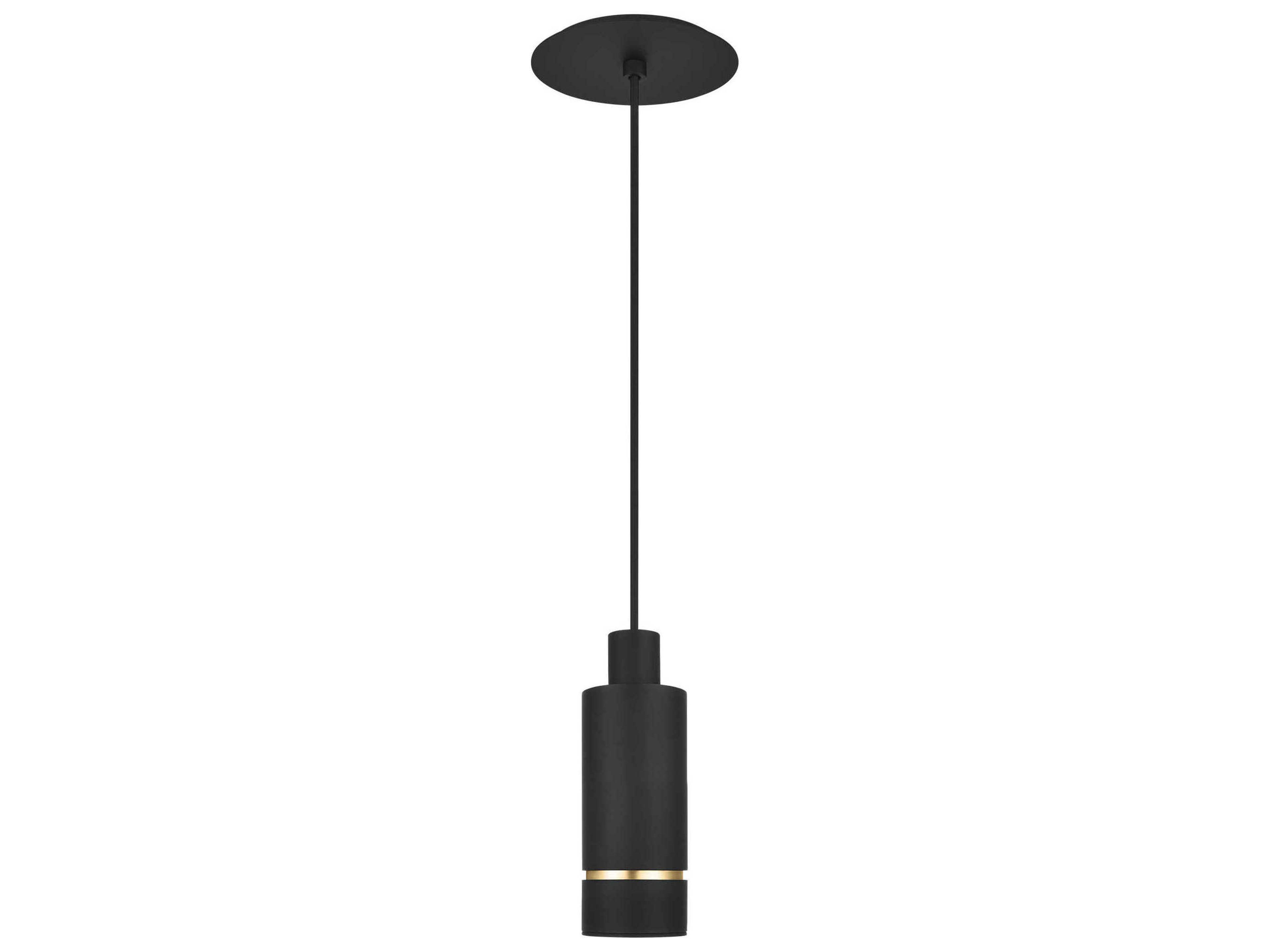 Visual Comfort Modern Sottile 1-Light Nightshade Black Cylinder Mini Pendant