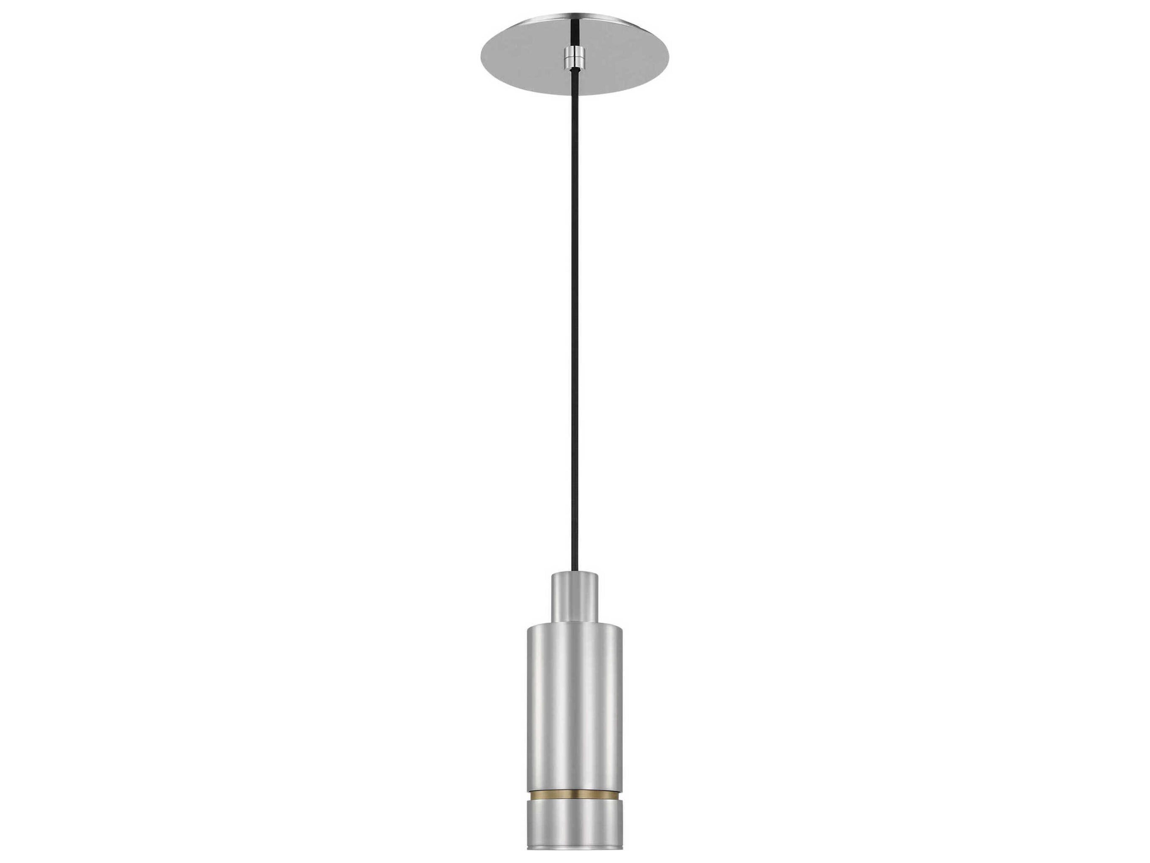 Visual Comfort Modern Sottile 1-Light Polished Stainless Steel Cylinder Mini Pendant