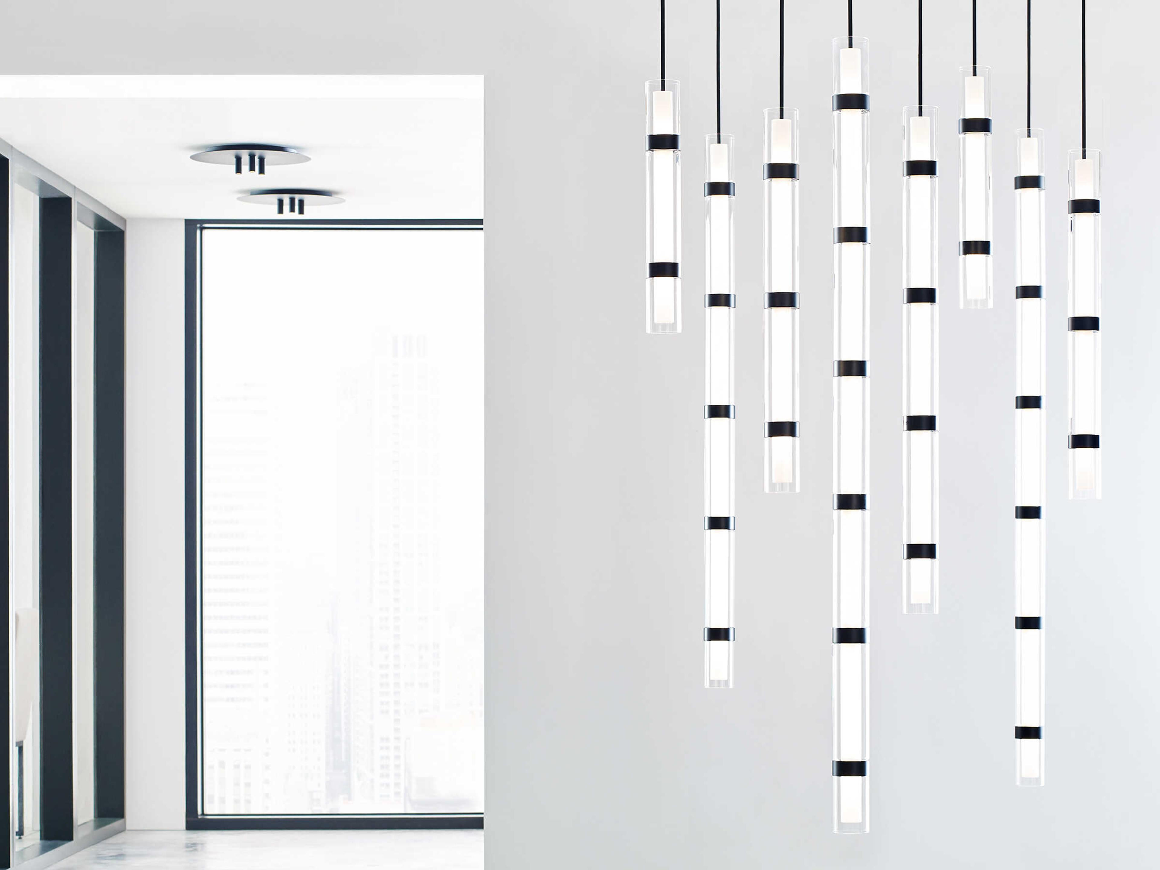 Visual Comfort Modern Wit 1-Light Black Cylinder Linear Mini Pendant