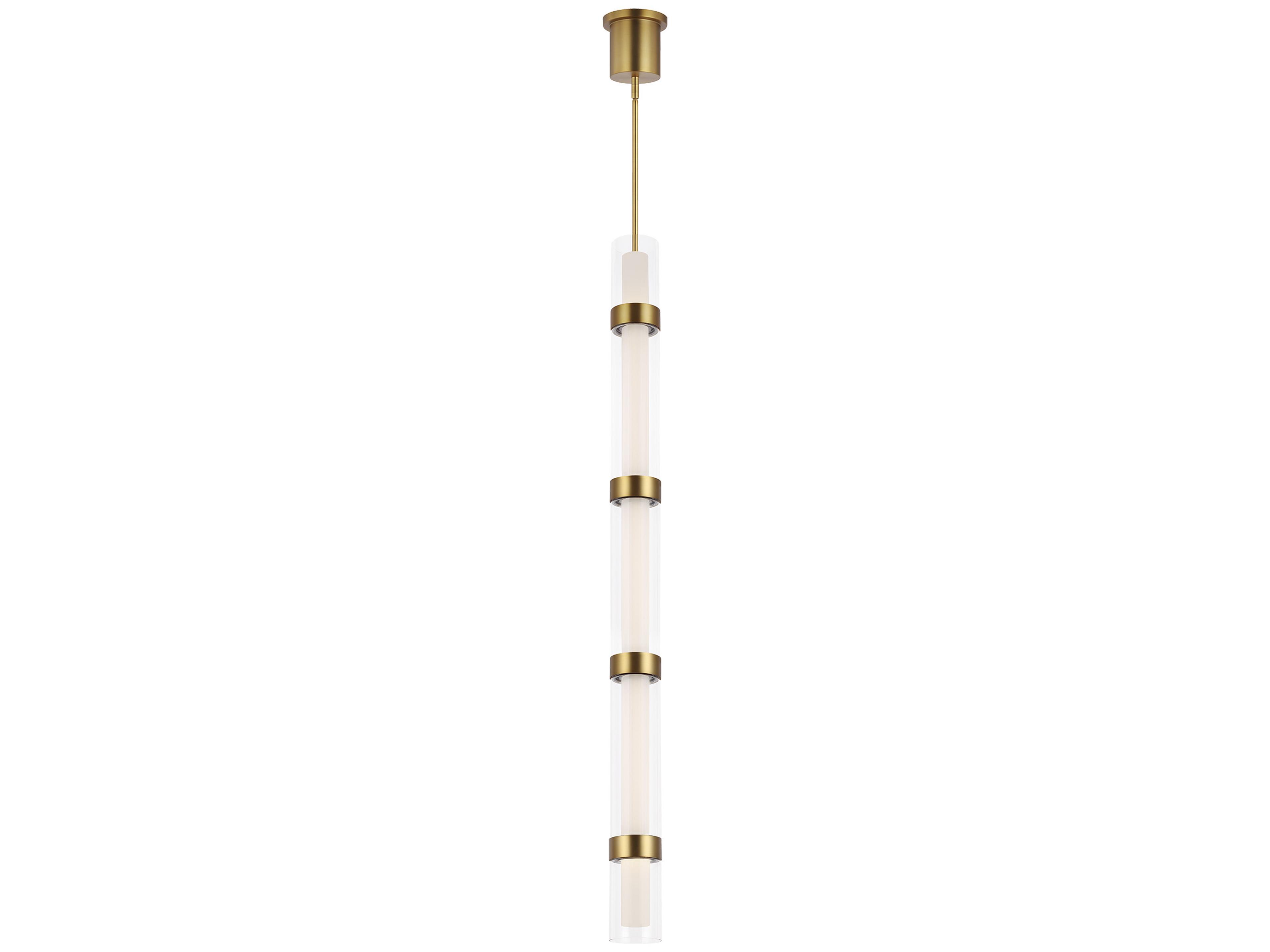 Visual Comfort Modern Wit 1-Light Aged Brass Cylinder Linear Mini Pendant