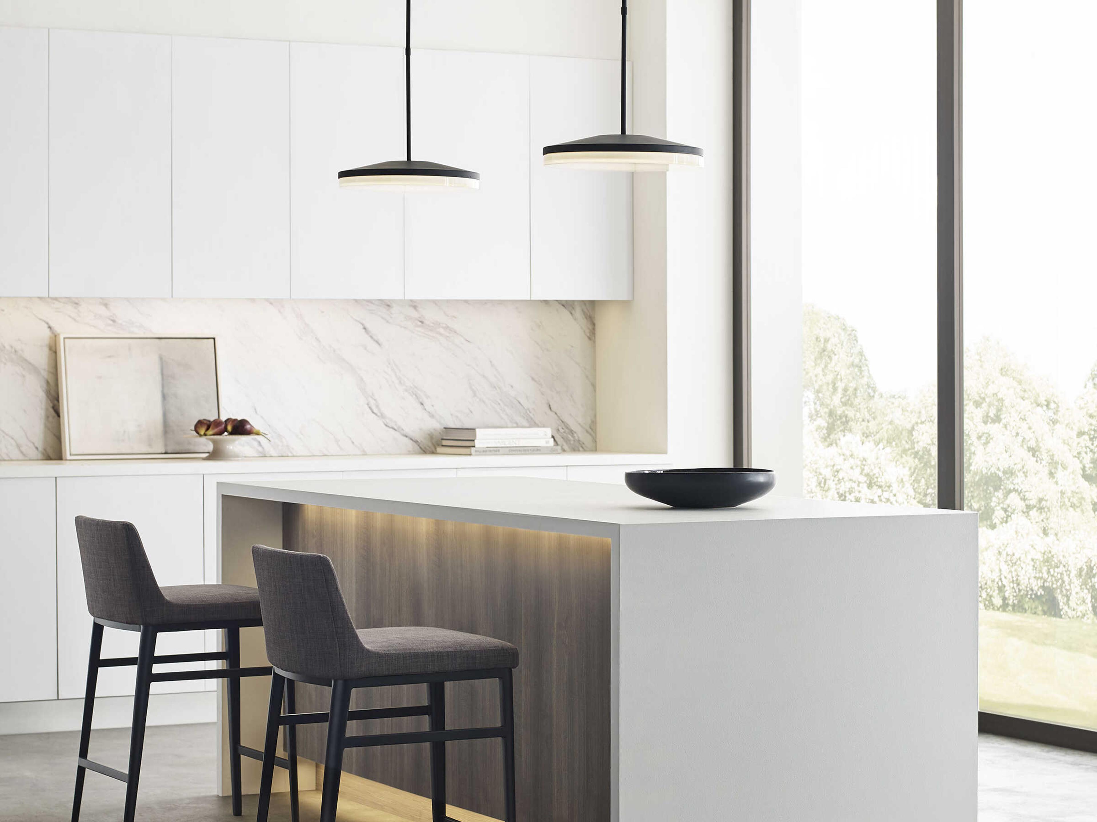 Visual Comfort Modern Wyatt 1-Light Nightshade Black Round Pendant