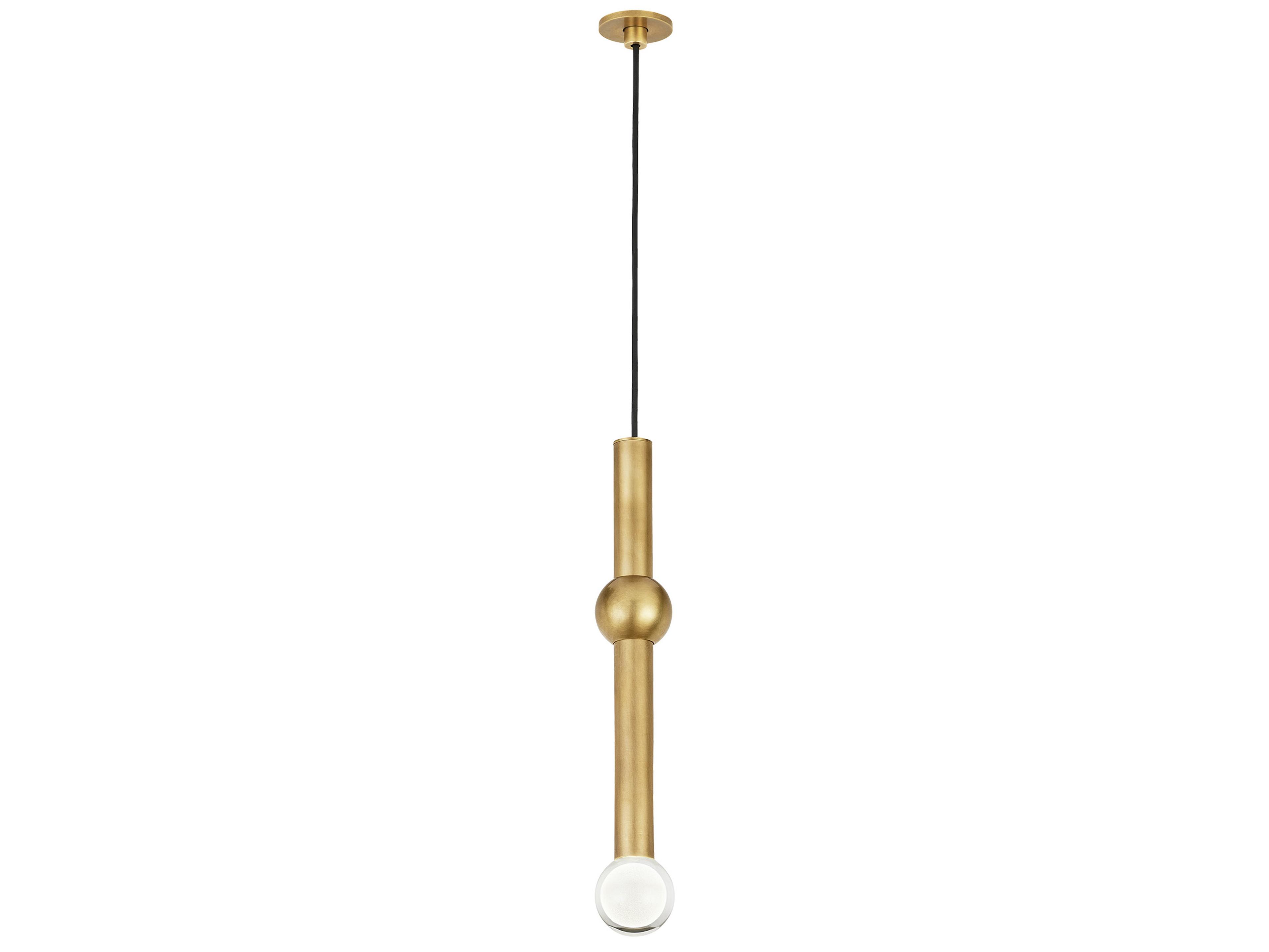 Visual Comfort Modern Guyed 1-Light Natural Brass Linear Mini Pendant
