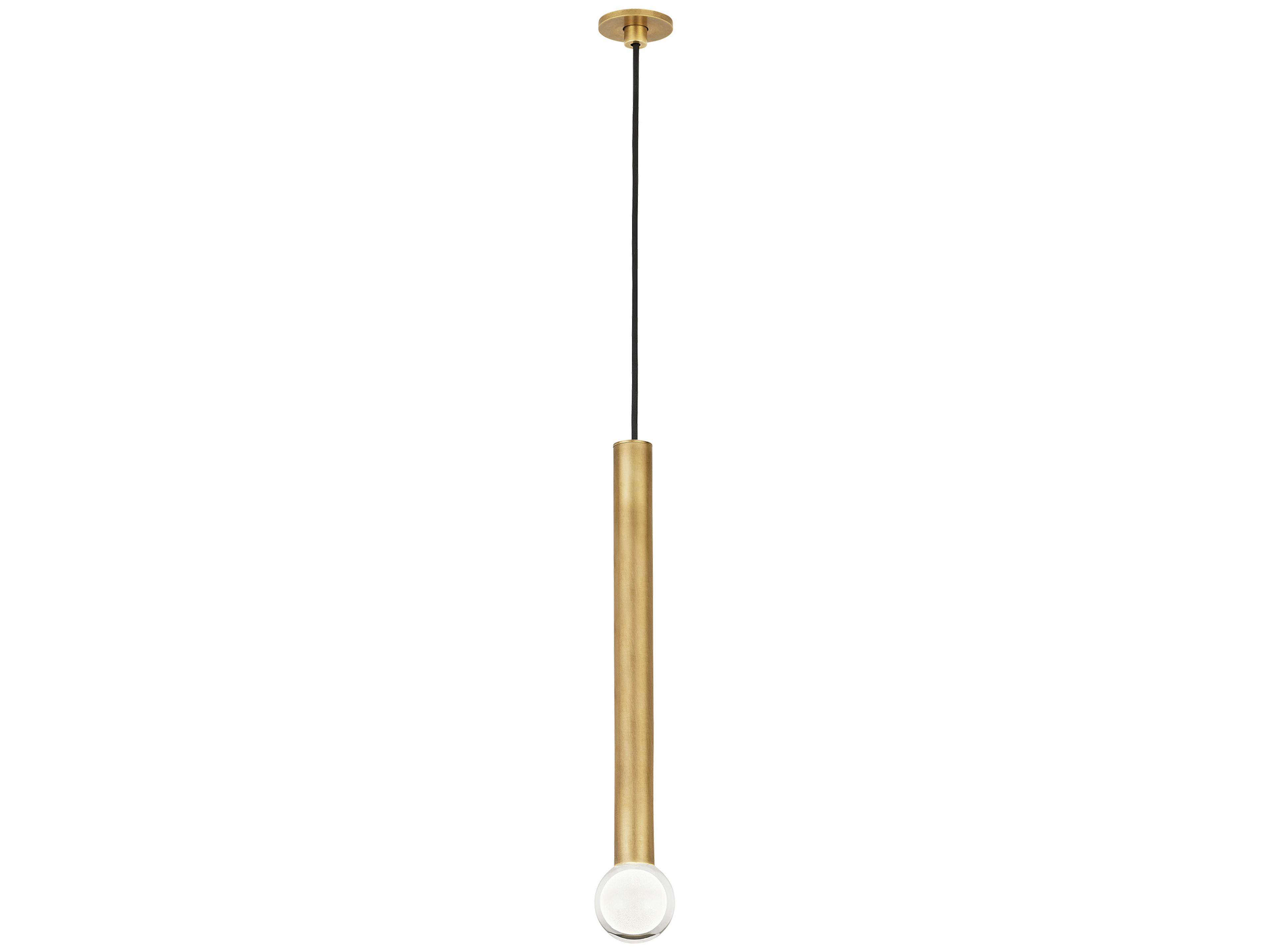 Visual Comfort Modern Guyed 1-Light Natural Brass Linear Mini Pendant