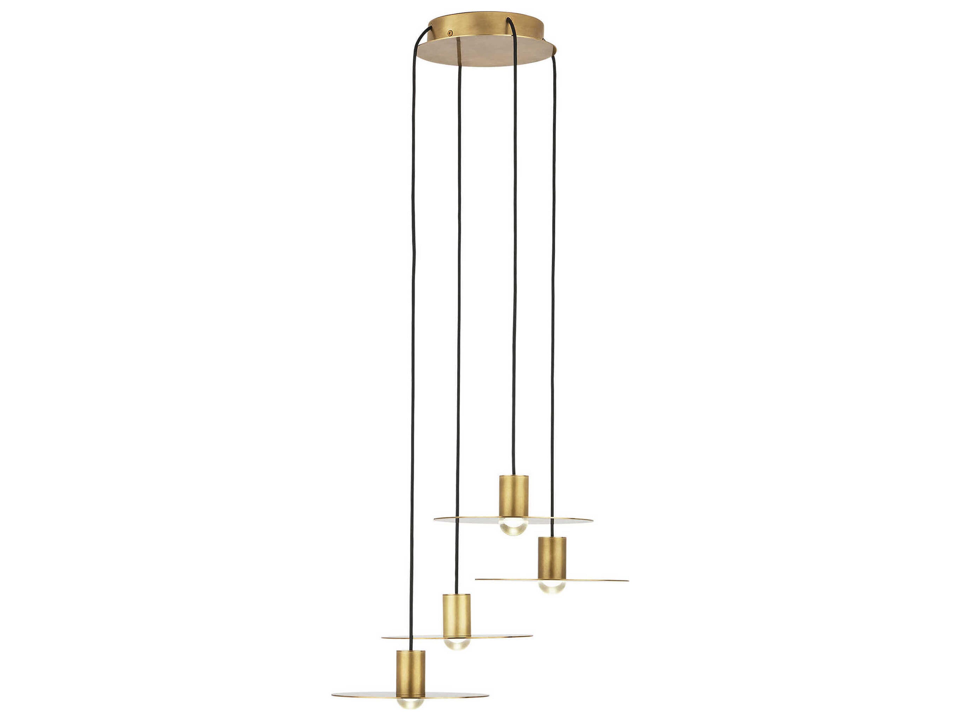 Visual Comfort Modern Eaves 4-Light Natural Brass Pendant