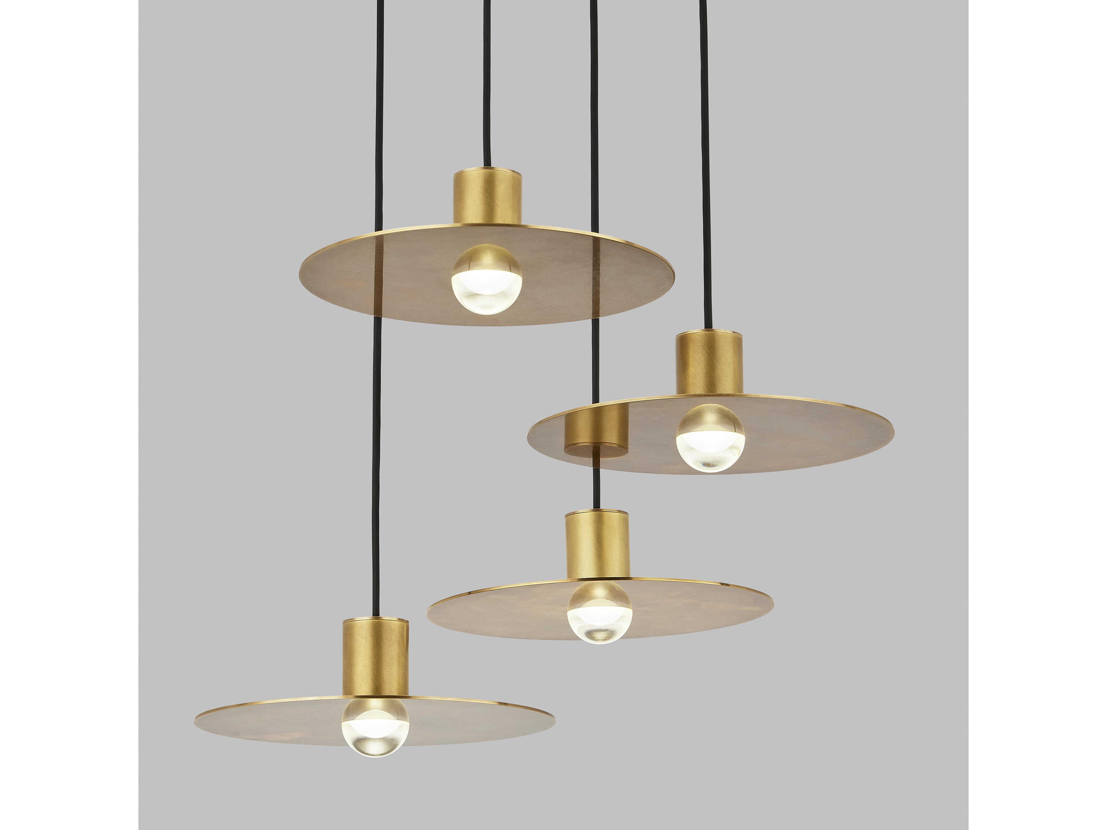 Visual Comfort Modern Eaves 4-Light Natural Brass Pendant