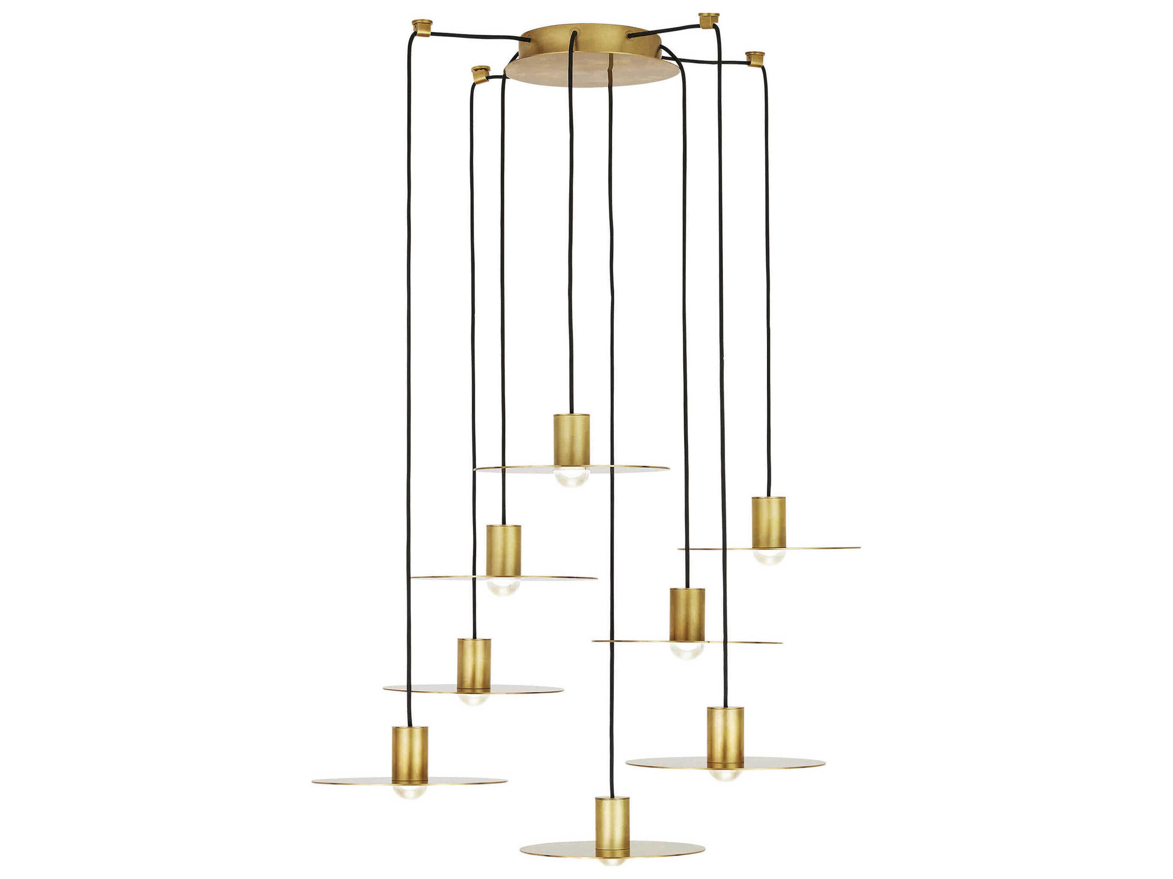 Visual Comfort Modern Eaves 8-Light Natural Brass Pendant
