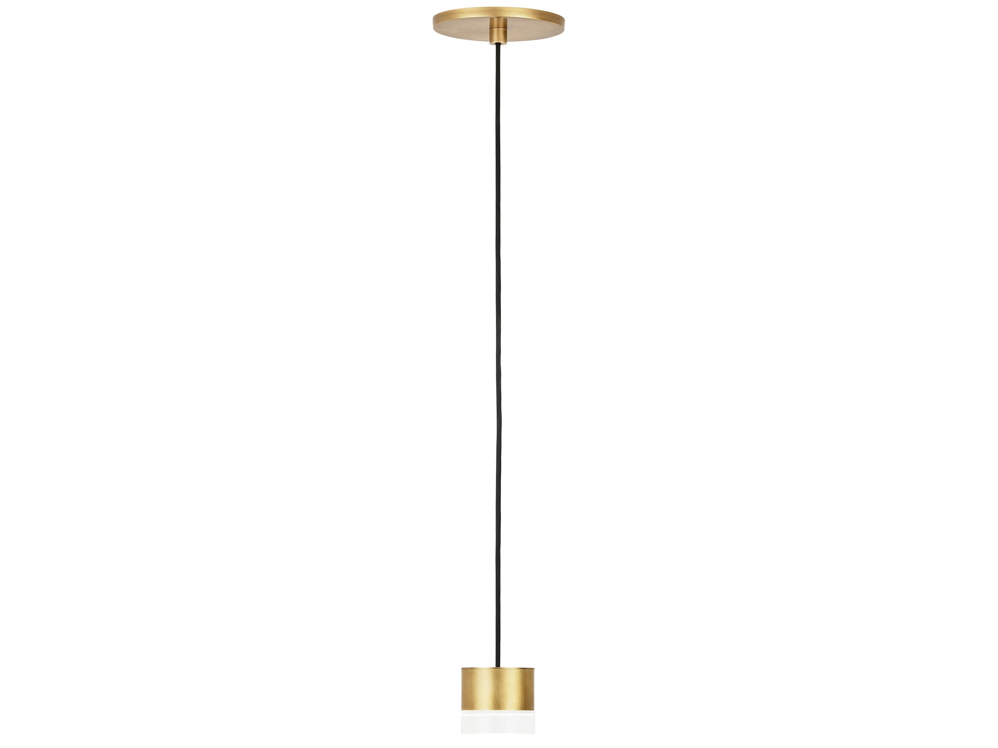 Visual Comfort Modern Gable 1-Light Natural Brass Round Mini Pendant